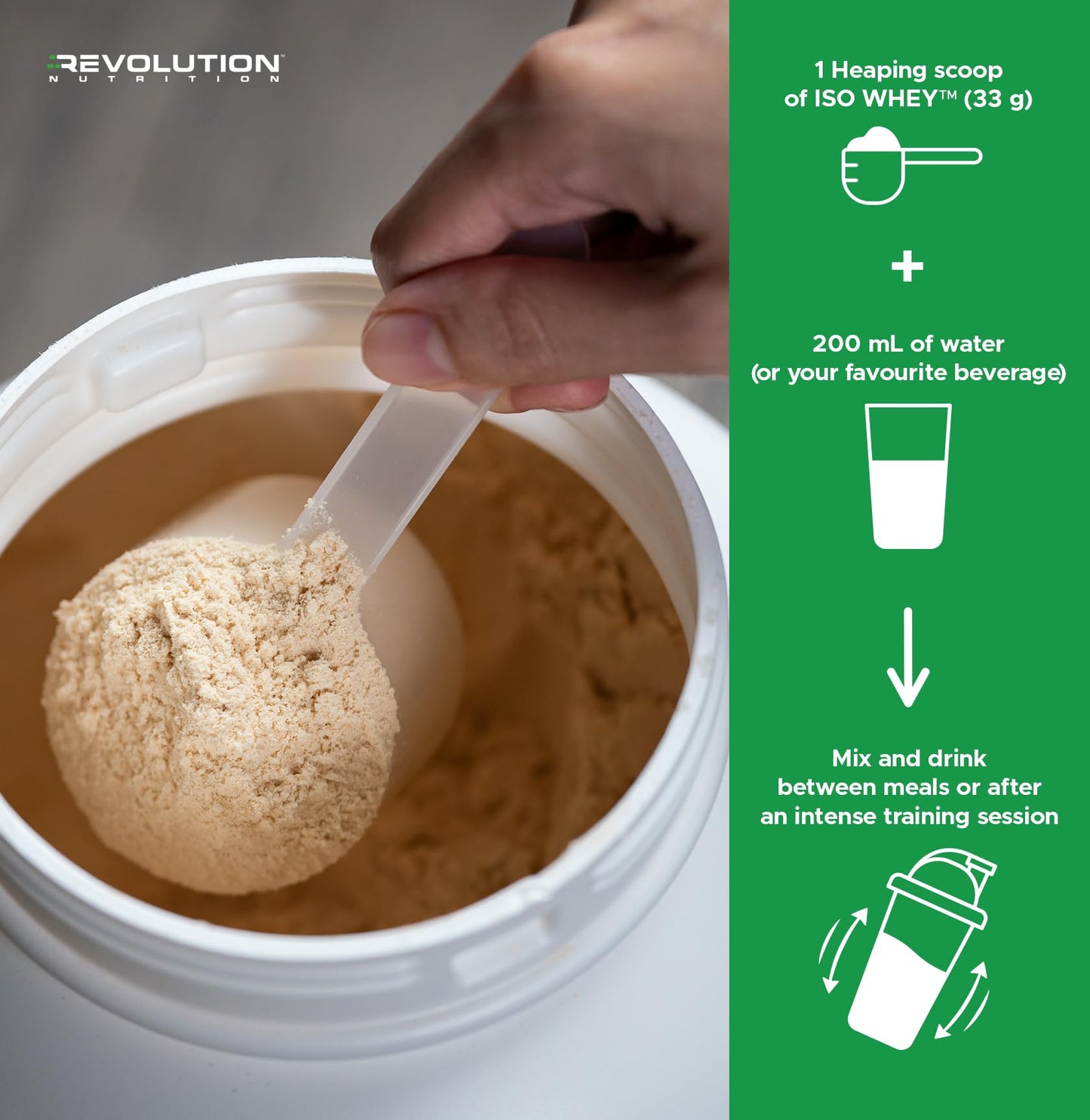 Revolution Nutrition, Iso Whey, Protein Powder, Whey Isolate, Premium Formula, Gluten Free, Lean Muscle Mass for Men & Women, 28g of Protein Per Scoup, 2 Pound, 27 Servings (Chocolate Cake)