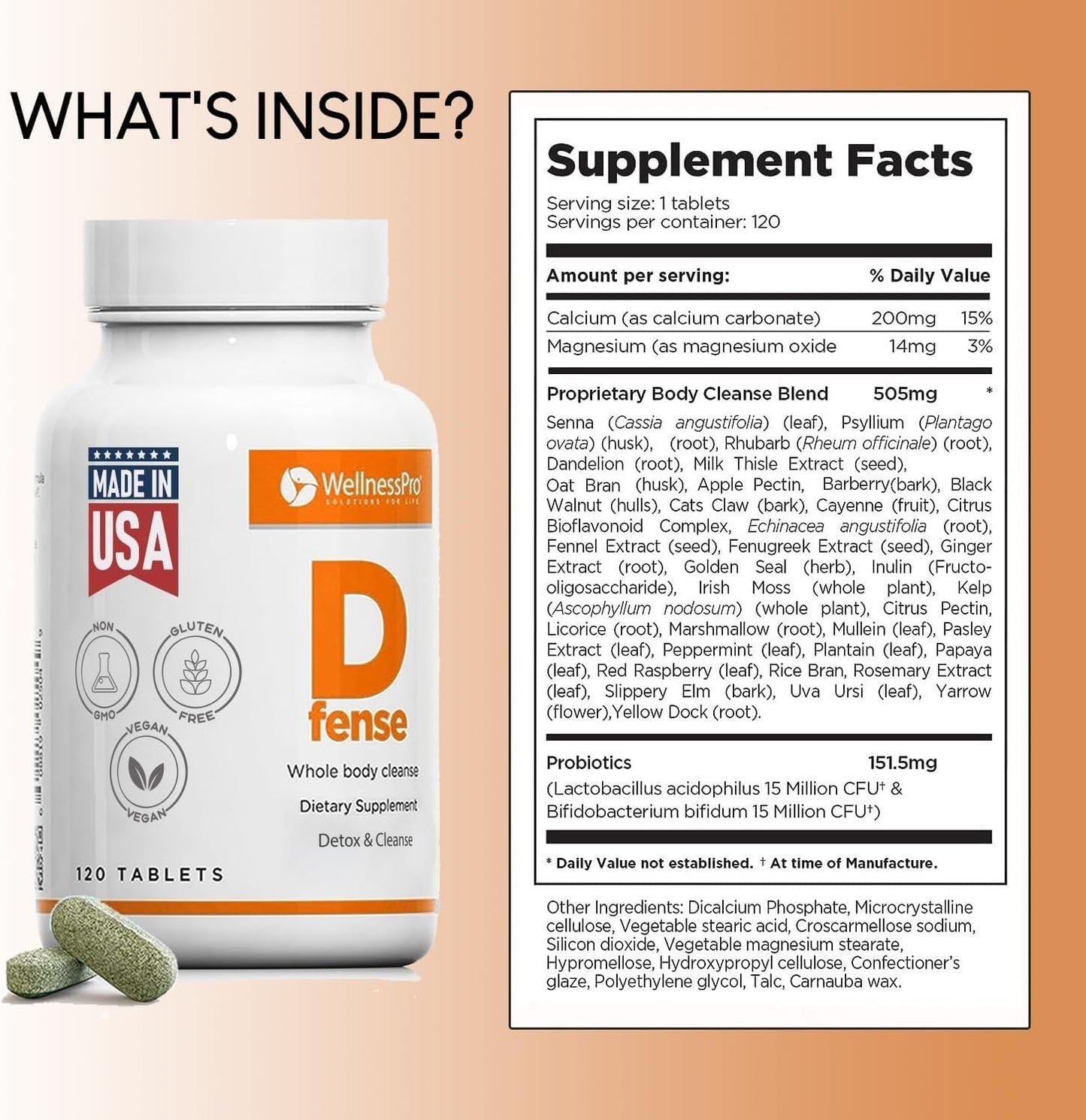 HARMONIFY Detox Cleanse, Gut & Liver Cleanser, Herbal Dietary Supplement, Milk Thistle, Goldenseal, Senna, Calcium & Magnesium, Probiotics, Multivitamin & Multimineral, 120 Tablets