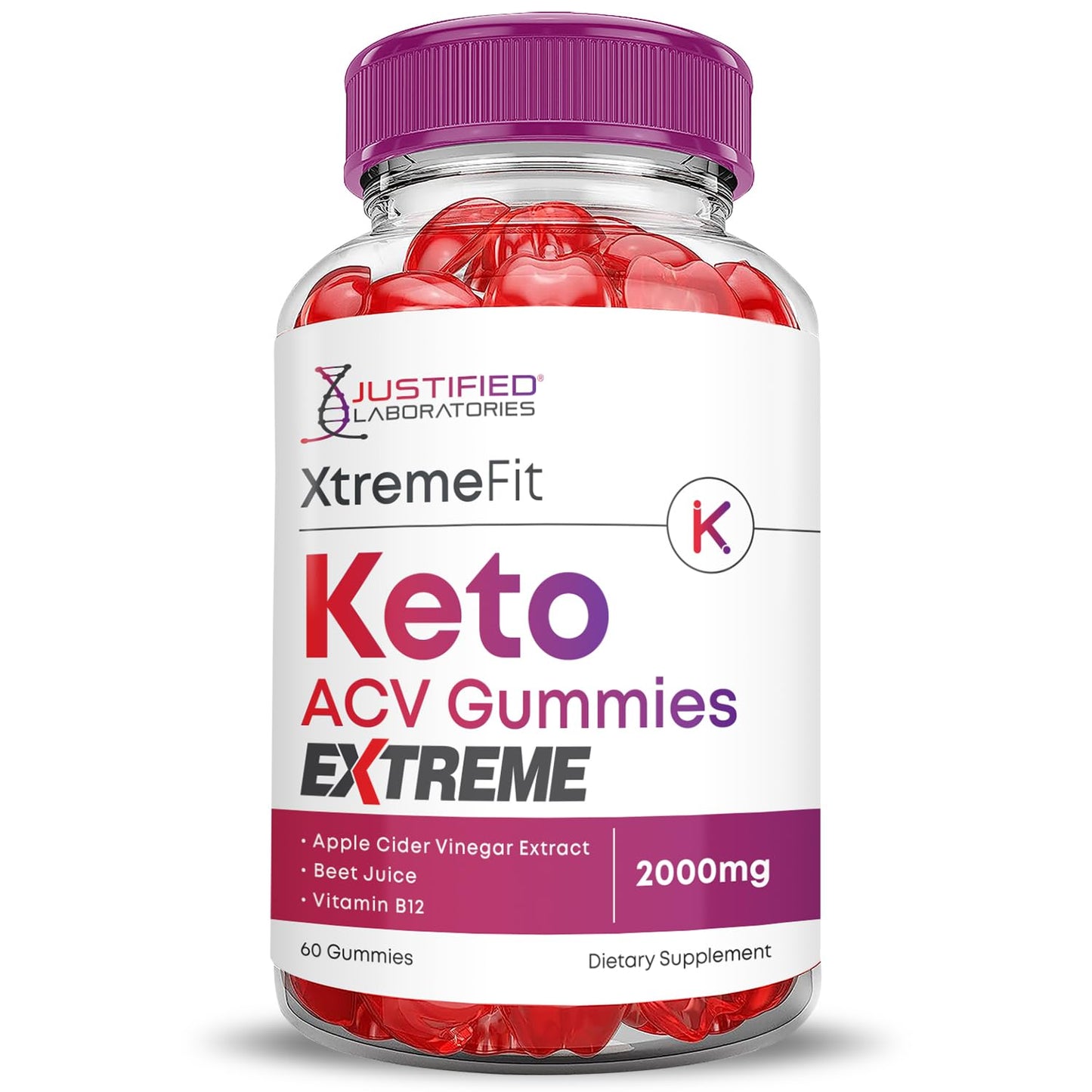 Xtreme Fit Keto ACV Gummies Extreme 2000MG XtremeFit Keto Gummies Apple Cider Vinegar Formulated with Pomegranate Beet Juice Powder B12 Vegan Non GMO 60 Gummys