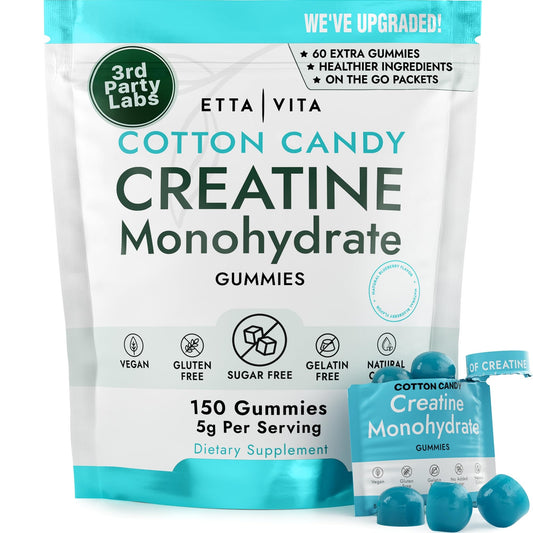 Sugar-Free Creatine Monohydrate Gummies (5g Per Packet) - Potent Creatine Gummies for Men & Women, Supplement for Muscle Support, Cellular Energy, Cognitive Function - Non-GMO, Gluten-Free, Vegan