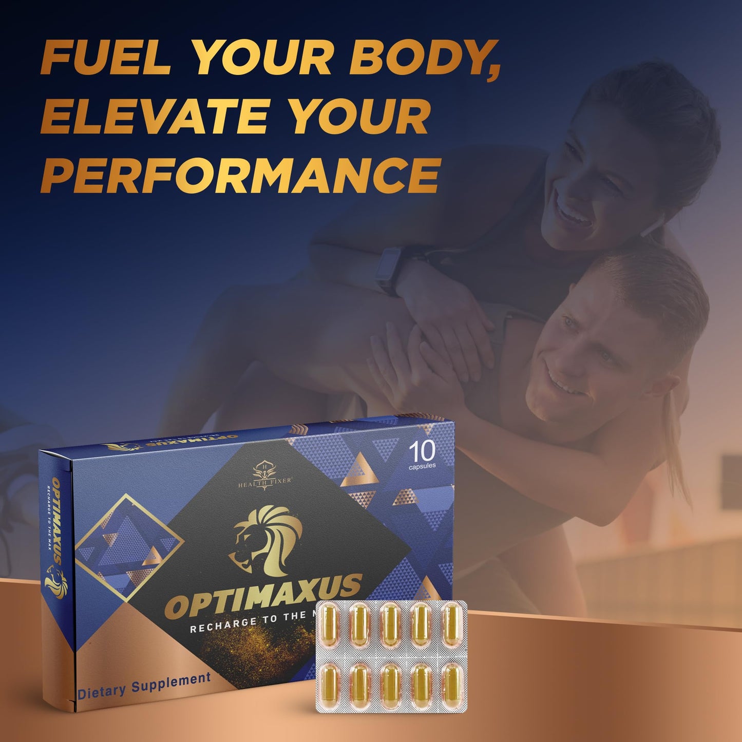 HEALTH FIXER Optimaxus for Energy Support,Endurance and Extra Strength,10 Capsules