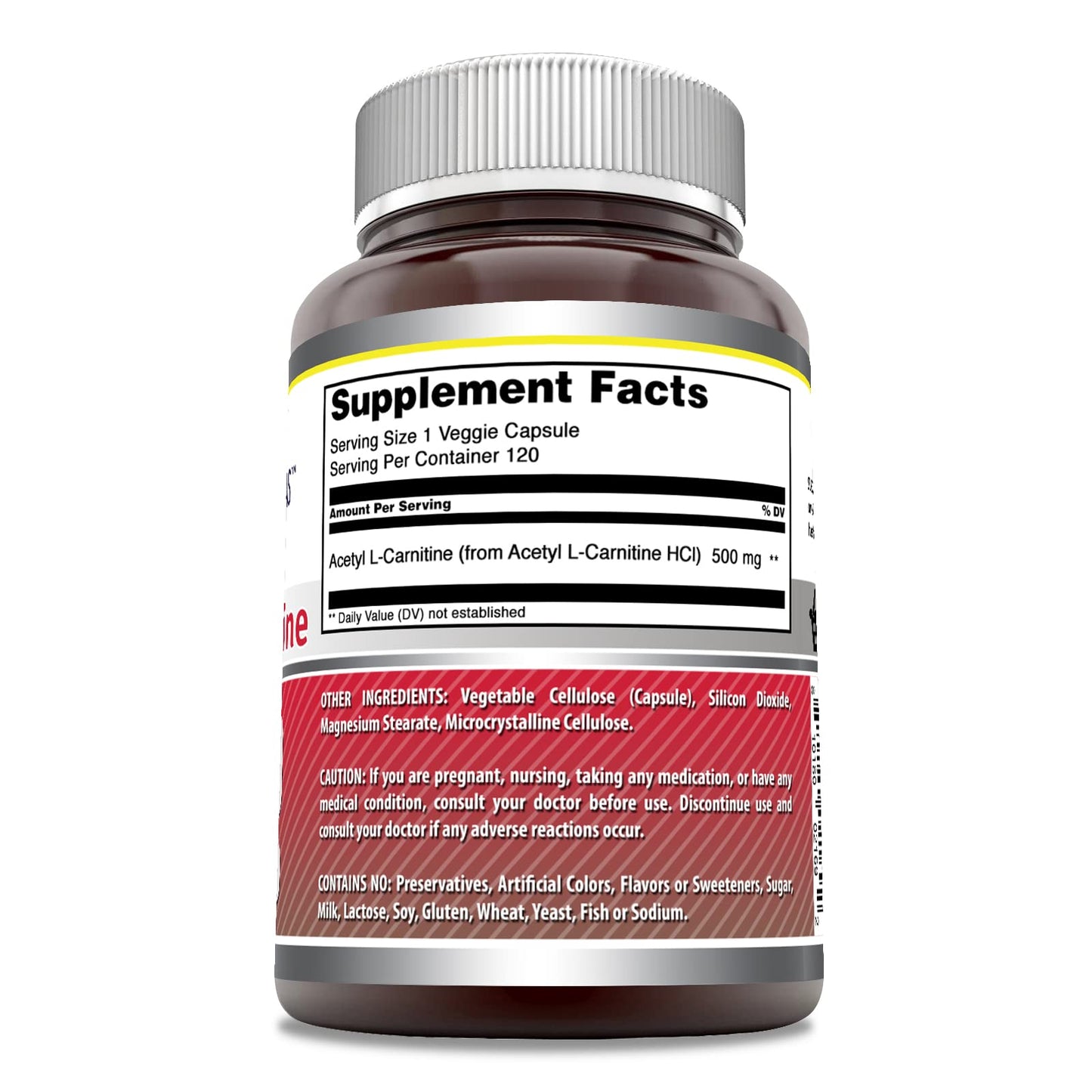 Amazing Formulas Acetyl L-Carnitine Hcl Supplement | 500 Mg Per Serving | 120 Veggie Capsules Supplement | Non-GMO | Gluten Free | Made in USA