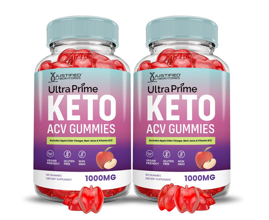 (2 Pack) Ultra Prime Keto ACV Gummies Advanced Formula 1000MG UltraPrime Keto Gummies Apple Cider Vinegar Formulated with Pomegranate Beet Juice Powder B12 Vegan Non GMO 120 Gummys