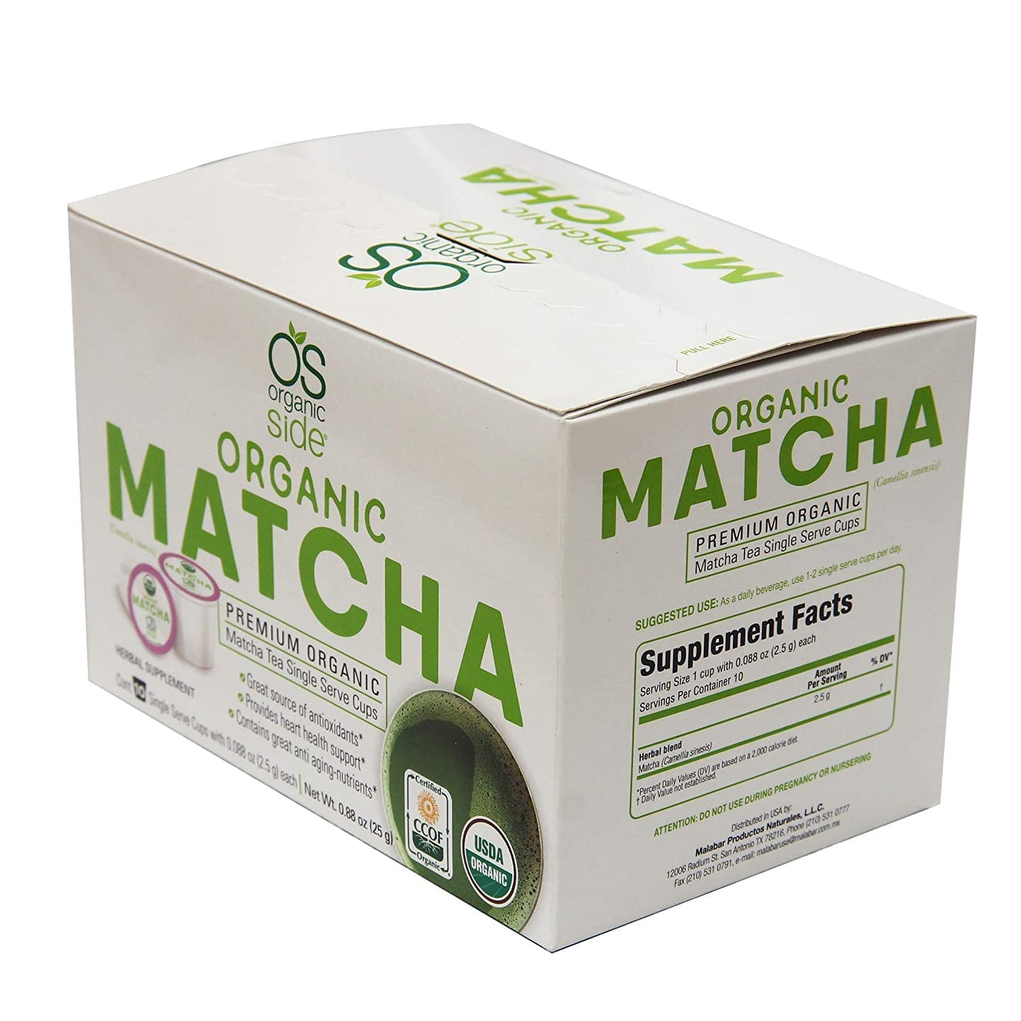 greenside Detox Herbal Tea Single Serve Cups Matcha - Contains Anti-aging nutrients and Antioxidants - Herbal Body Supplements - 10 Cups (3-gram Serving/cup)