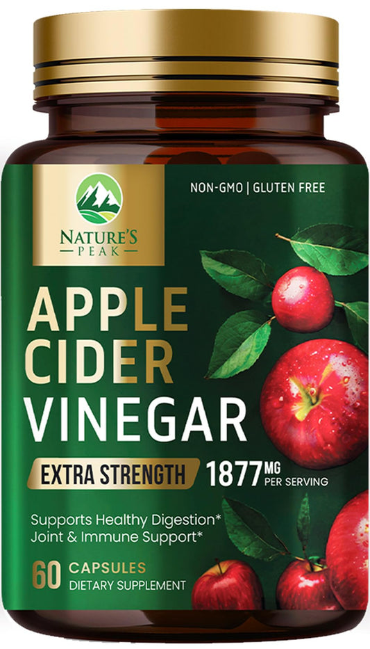 Apple Cider Vinegar Capsules - Extra Strength ACV Supplement with Vitamin D3 & Zinc for Energy, Digestion & Immune Support Balance - Non-GMO, Gluten-Free ACV Pills for Detox & Cleanse - 60 Capsules