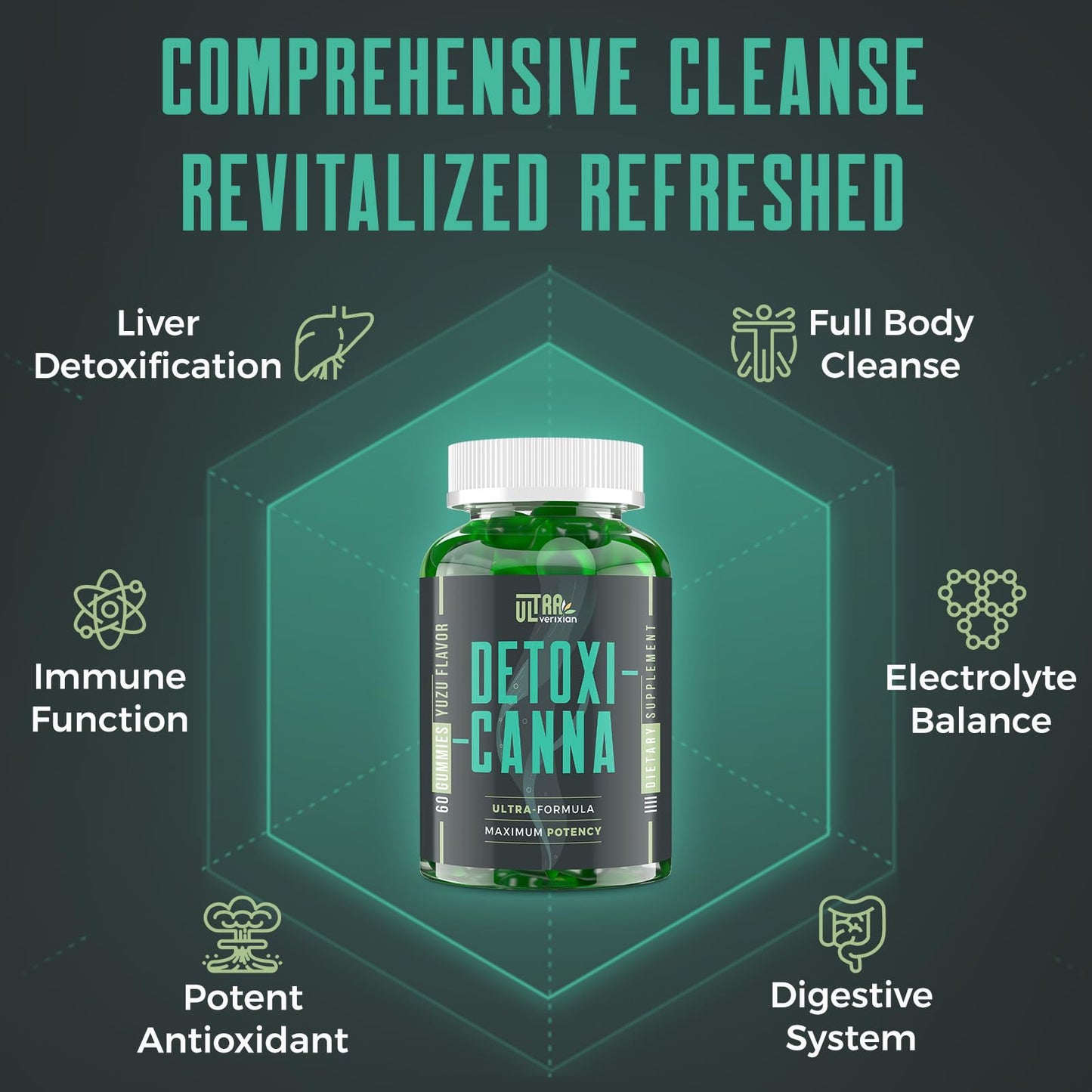 Ultraverixian Full Body Detox Cleanse Gummies 26-in-1, Liver, Gut, Kidney Cleanse Detox & Repair, 60 Gummies