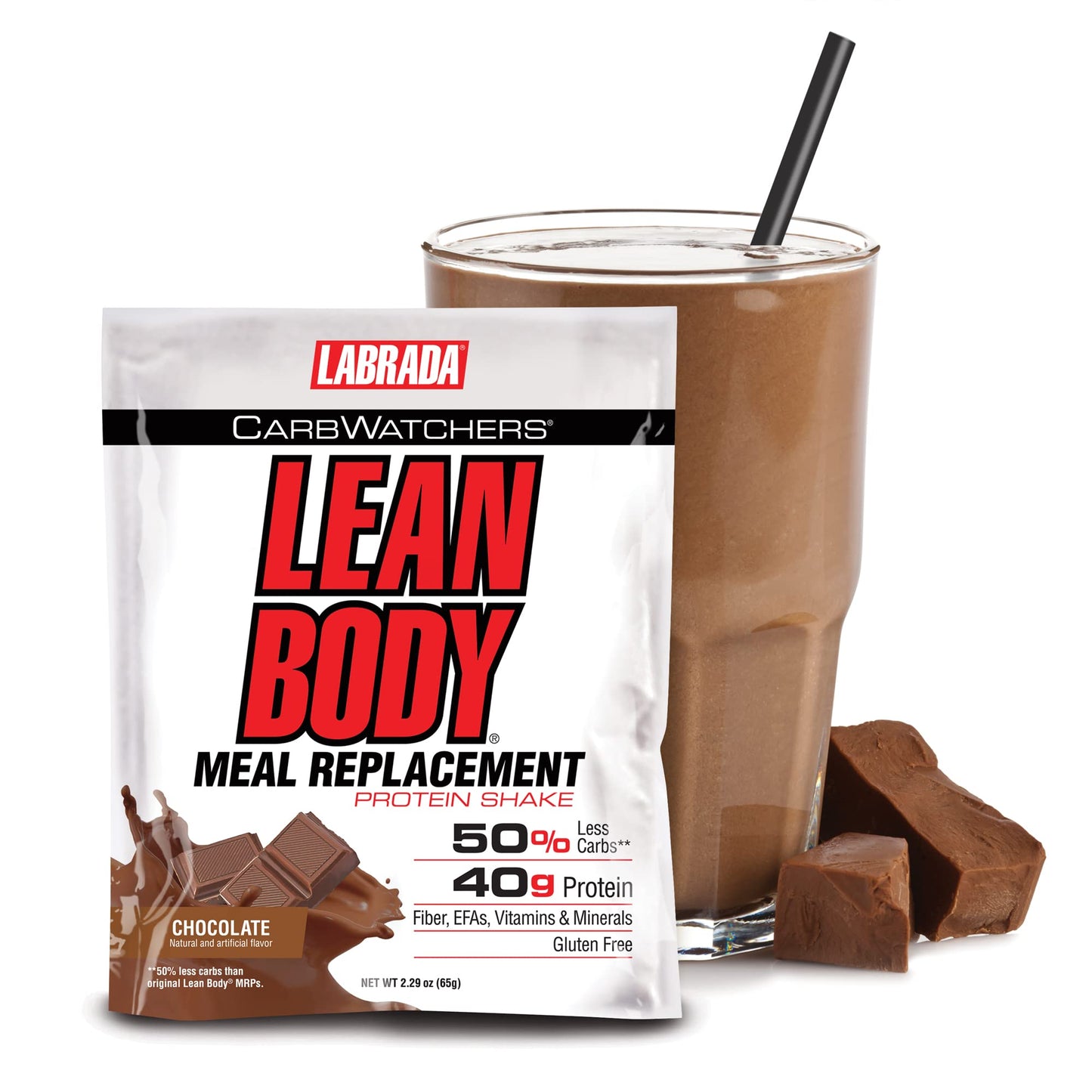 Labrada Carb Watchers Lean Body Hi-Protein Meal Replacement Shake, Chocolate Ice Cream, 2.29 Ounce (Pack of 42)