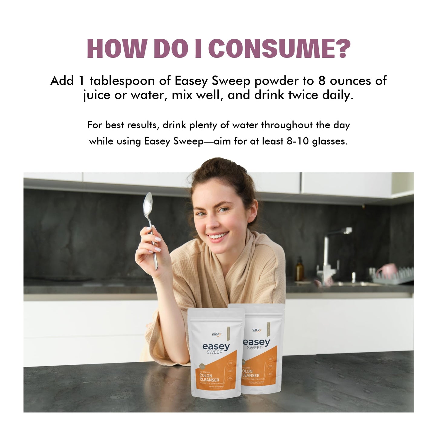 Easey Sweep Colon 10 Day Cleanse for Women & Men, Gentle Gut Cleanse - for Weight and Digestive Support - Herbal Detox, 8oz Powder