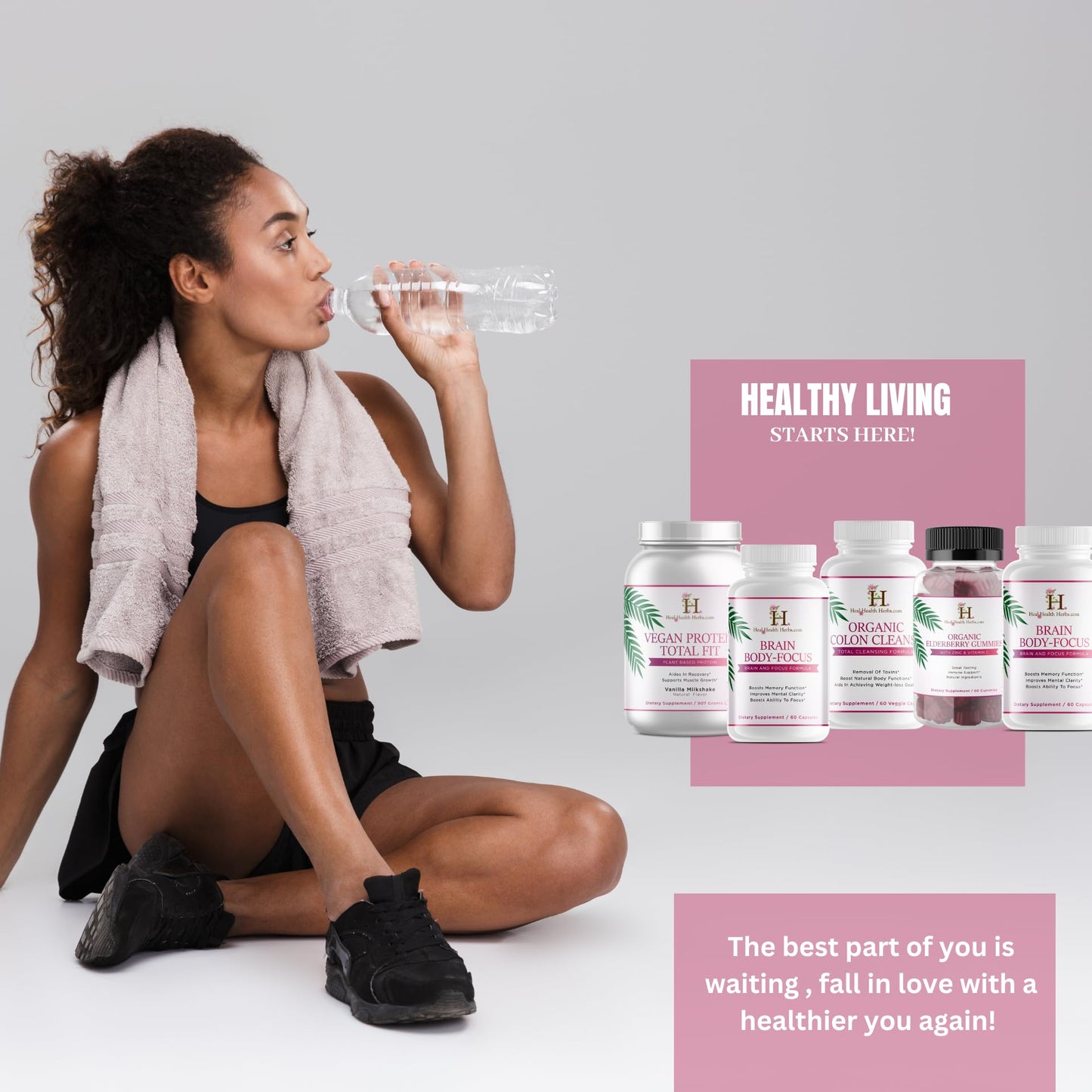 Heal health herbs Vegan Protein Total Fit Powder| 100% Plant Base Protein - Supports Healthy Muscle Growth-2lb