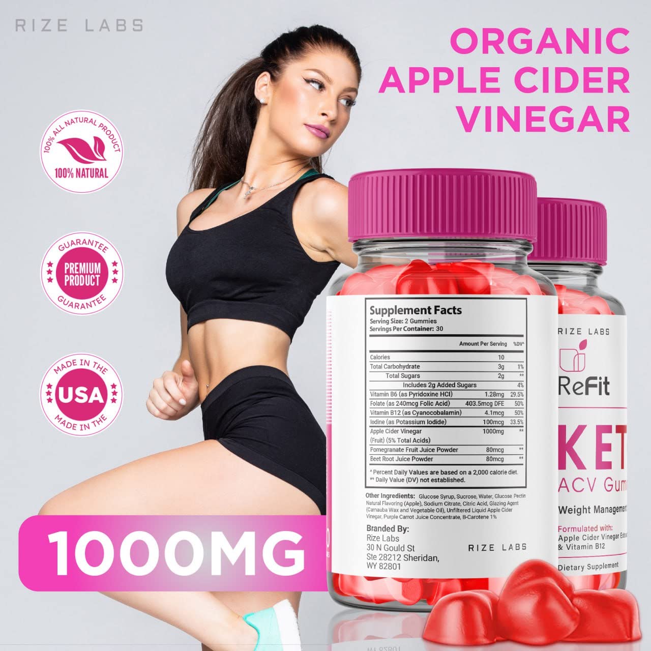 rize labs - Refit Keto ACV Gummies for Advanced Weight Loss with Apple Cider Vinegar, Supplement, Helps in Reducing Belly Fat, for Extra Strength (120 Gummies)
