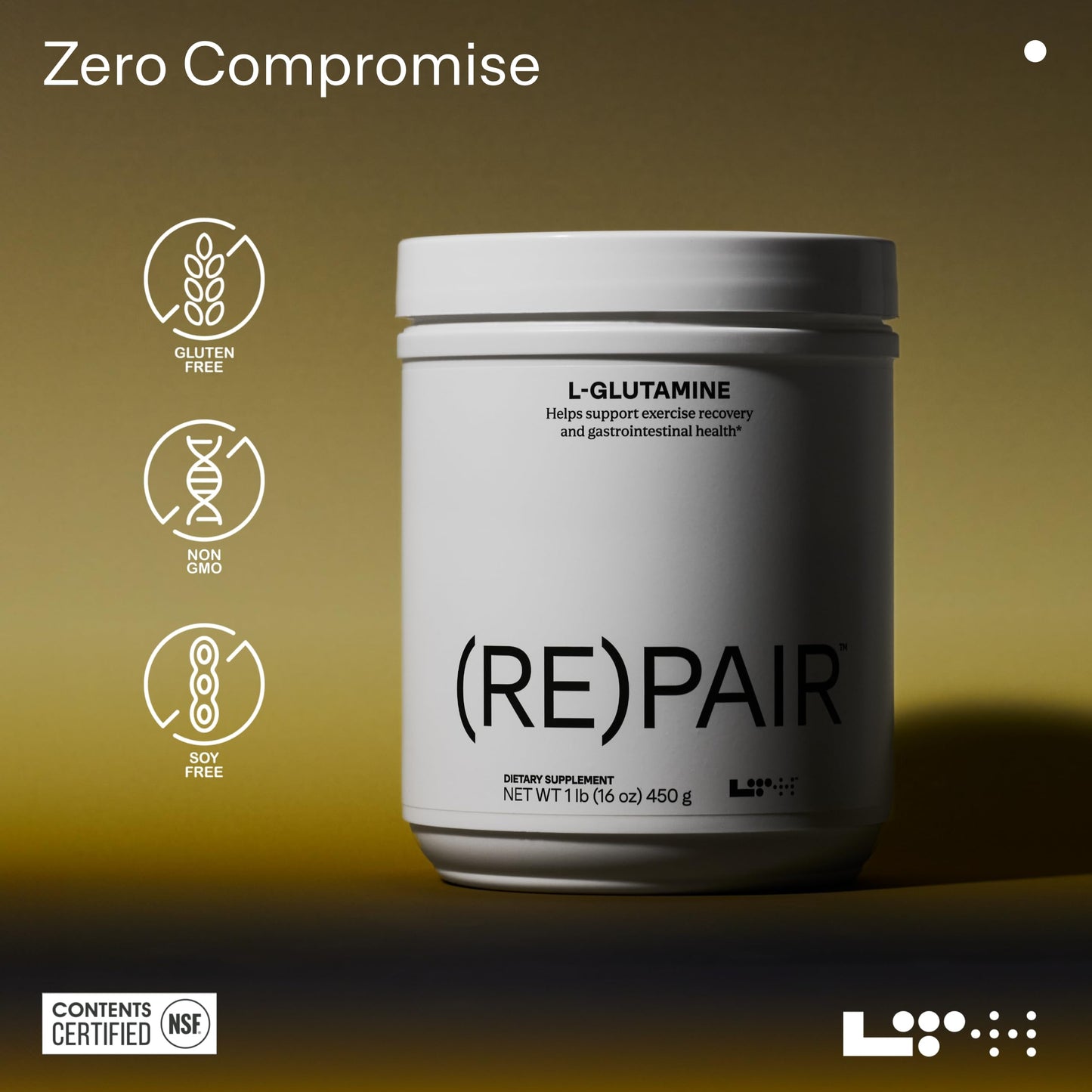 LTH Repair L-Glutamine - Amino Acid Supplement - for Digestive Health & Immune Support - Aids Muscle Recovery - Unflavored, 90 Servings