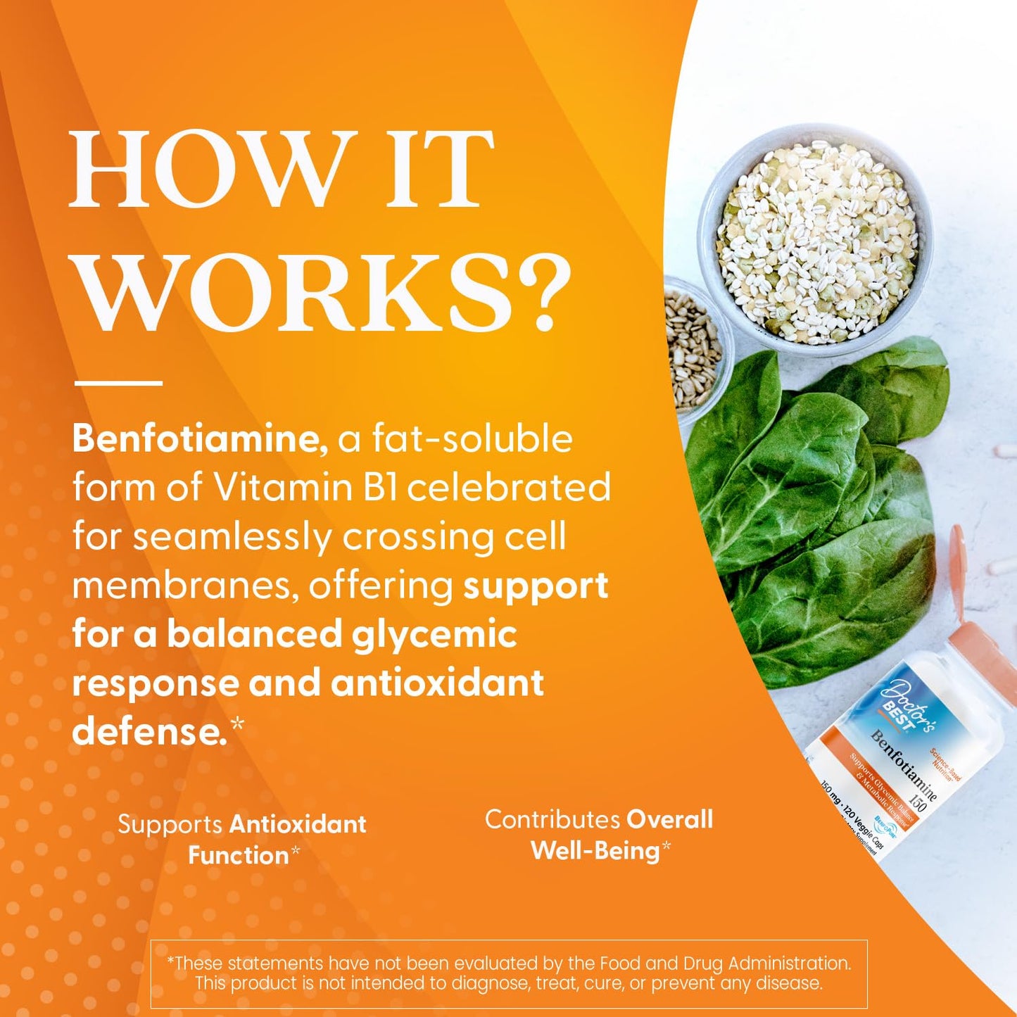 Doctors BEST Benfotiamine 150, Supports Glycemic Balance & Metabolic Response, Non-GMO, Gluten Free, Soy Free, Vegan 120 Veggie Caps