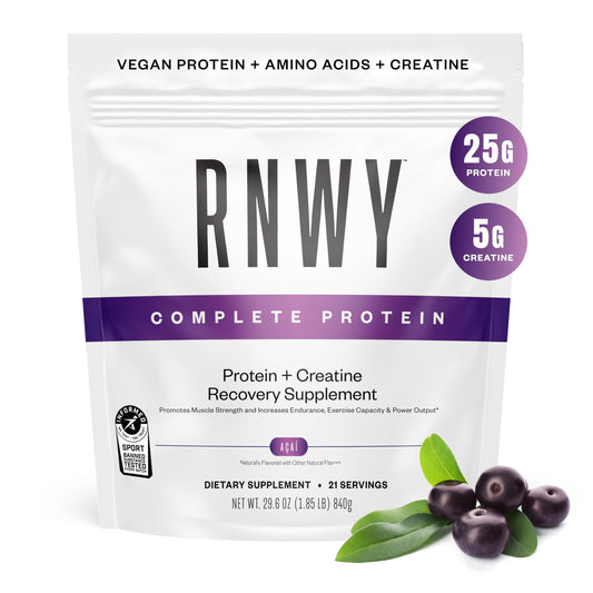 RNWY 25g Acai Protein + 5g Creatine Powder, Vegan Plant-Based Protein with Digestive Enzymes to Build & Recover, 21 Servings