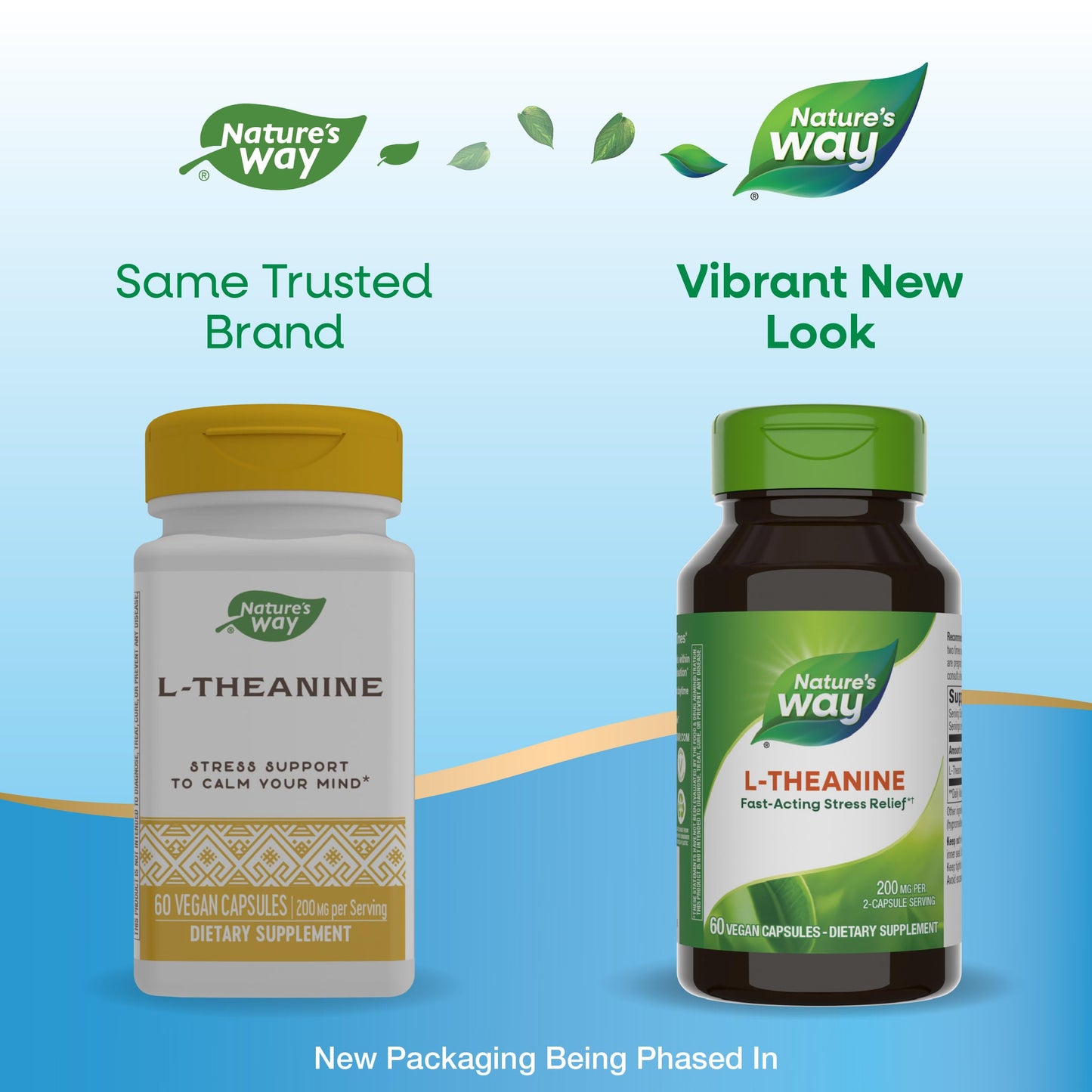 Nature's Way L-Theanine, Stress Support*, Promotes Relaxation*, 200 mg per 2-Capsule Serving, Vegan, 60 Capsules (Packaging May Vary)