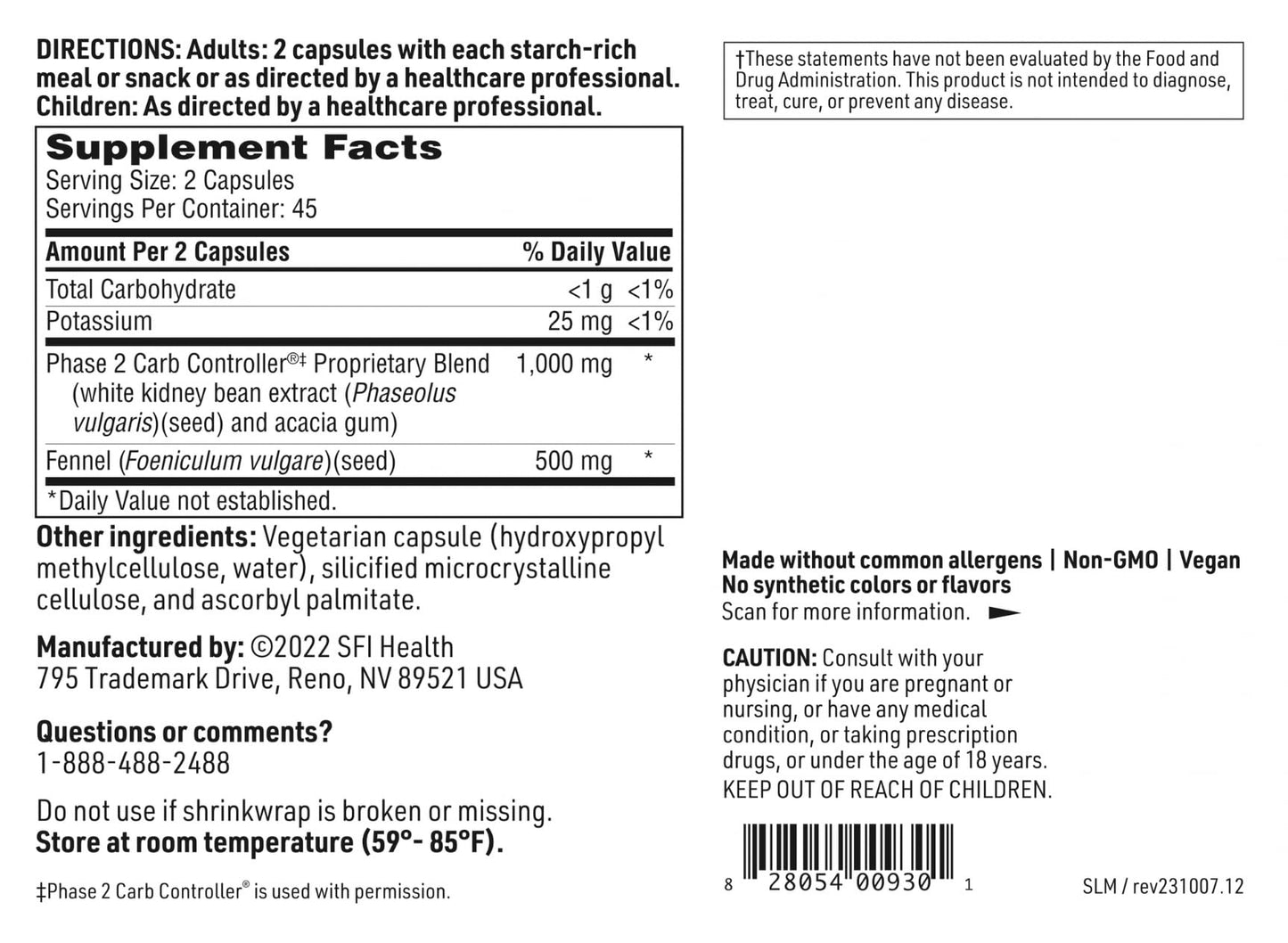Klaire Labs Theraslim - Phase 2 Carb Controller Formula with White Bean Extract to Help Block Starches & Carb Calories (90 Capsules)