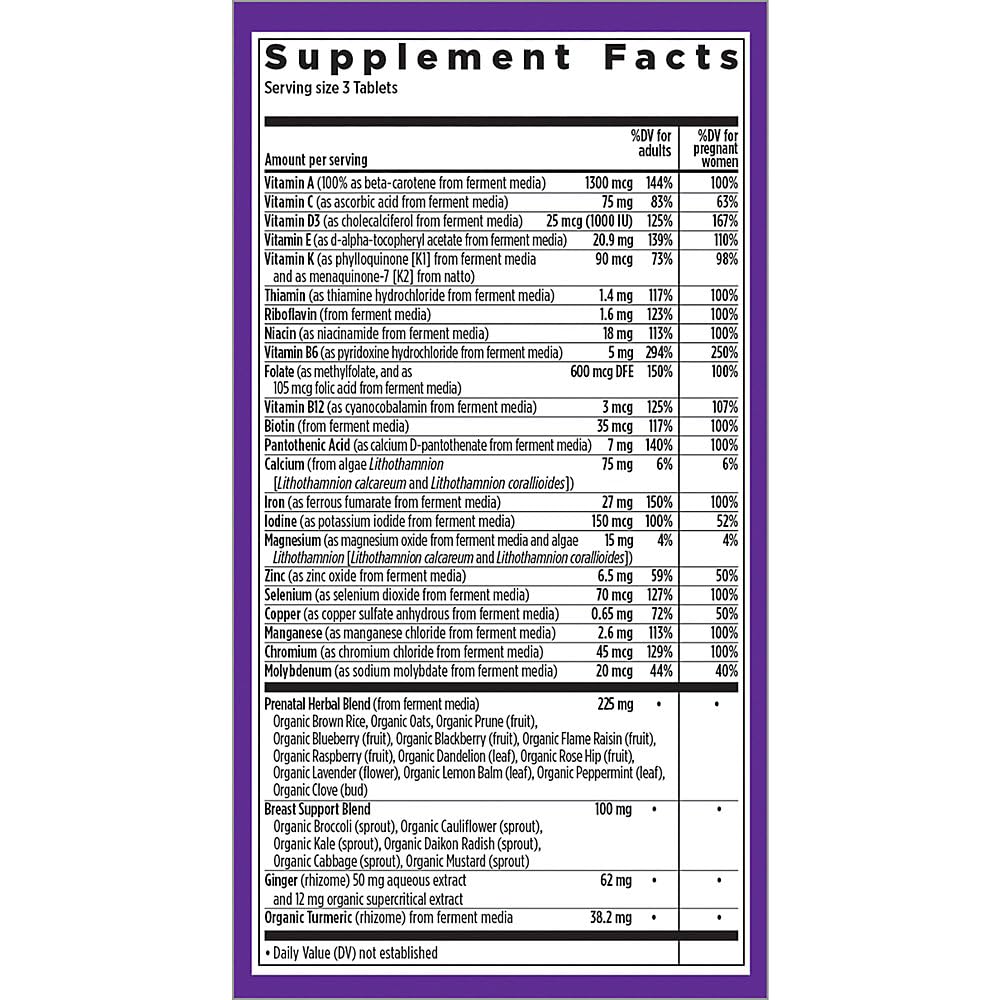 New Chapter Perfect Prenatal Vitamins - 96ct, Organic Prenatal Vitamins, Non-GMO Ingredients for Healthy Baby & Mom - Folate (Methylfolate), Iron, Vitamin D3, Fermented with Whole Foods and Probiotics