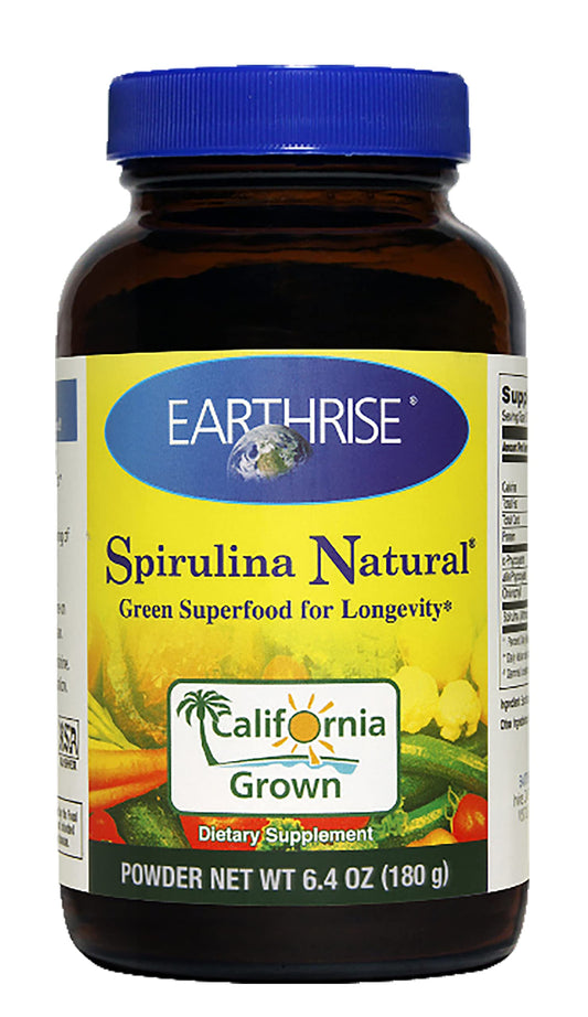 Earthrise Spirulina Natural 6.4oz Powder, Natural Premium Spirulina from California- Vegan, Gluten Free, Keto Friendly, Non -GMO Super Food high in Vitamins & Minerals.