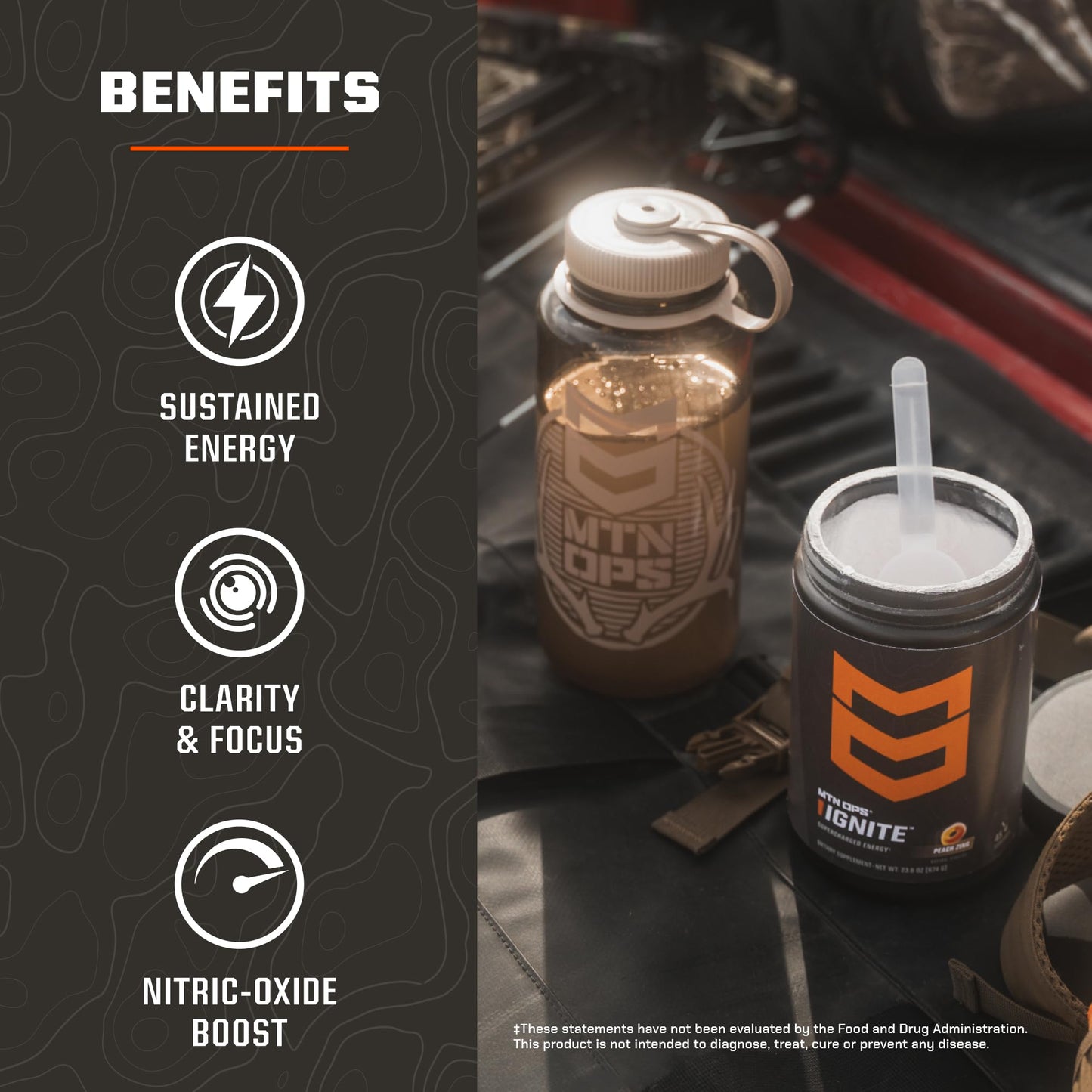 MTN OPS Ignite Energy Drink Powder, Gluten Free Nitric Oxide Supplement Drink Mix, L Arginine, L Citrulline, Caffeine & Nootropic Sugar Free Drink Mix, 45 Servings, Pink Lemonade