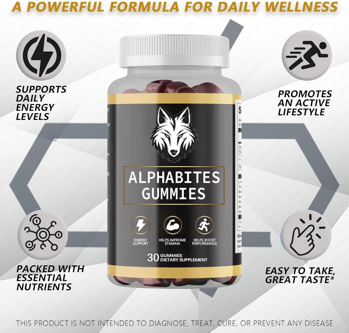 TEYAOE AlphaBites 7-in-1 Nitric Oxide Booster - Beet Root & L-Arginine Gummy for Blood Flow, Energy & Stamina Support | 100% Natural Supplement for Men (2)