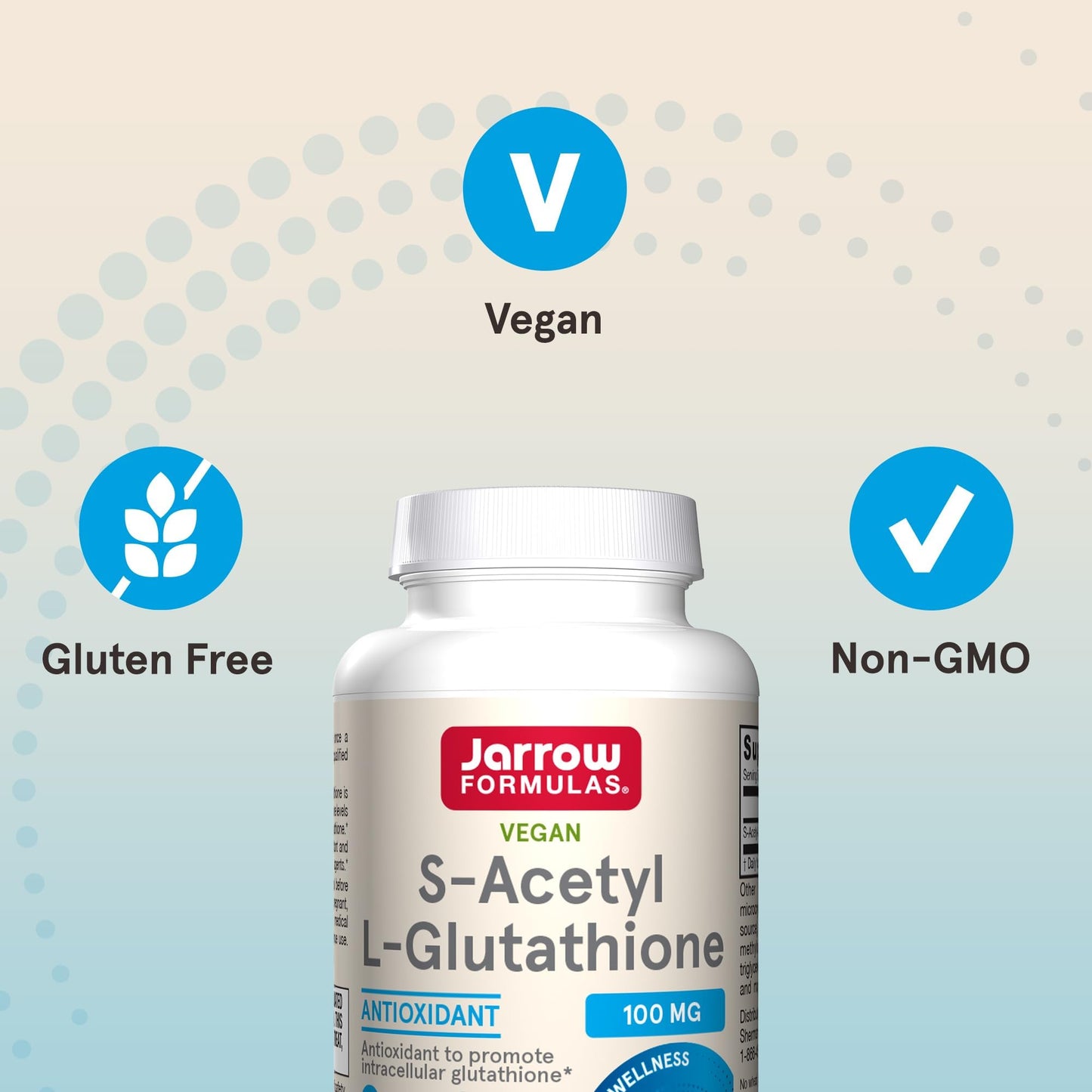 Jarrow Formulas S-Acetyl L-Glutathione Tablets - 100 mg - 60 Count - Dietary Supplement - Stable Form of L-Glutathione - for Antioxidant Support and Detoxification - Non-GMO - Gluten Free