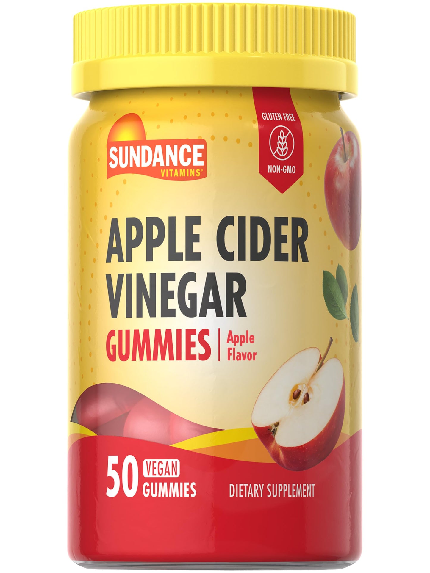 Sundance Apple Cider Vinegar Gummies | 50 Count | Apple Flavor | Vegan, Non-GMO, and Gluten Free Supplement