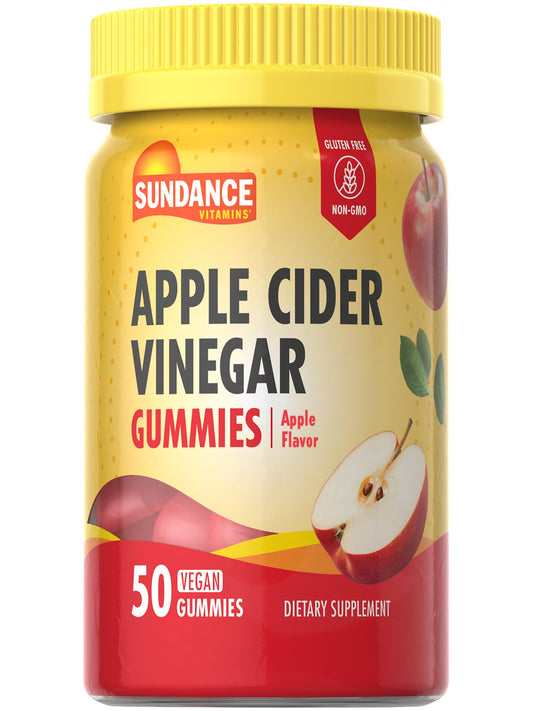 Sundance Apple Cider Vinegar Gummies | 50 Count | Apple Flavor | Vegan, Non-GMO, and Gluten Free Supplement