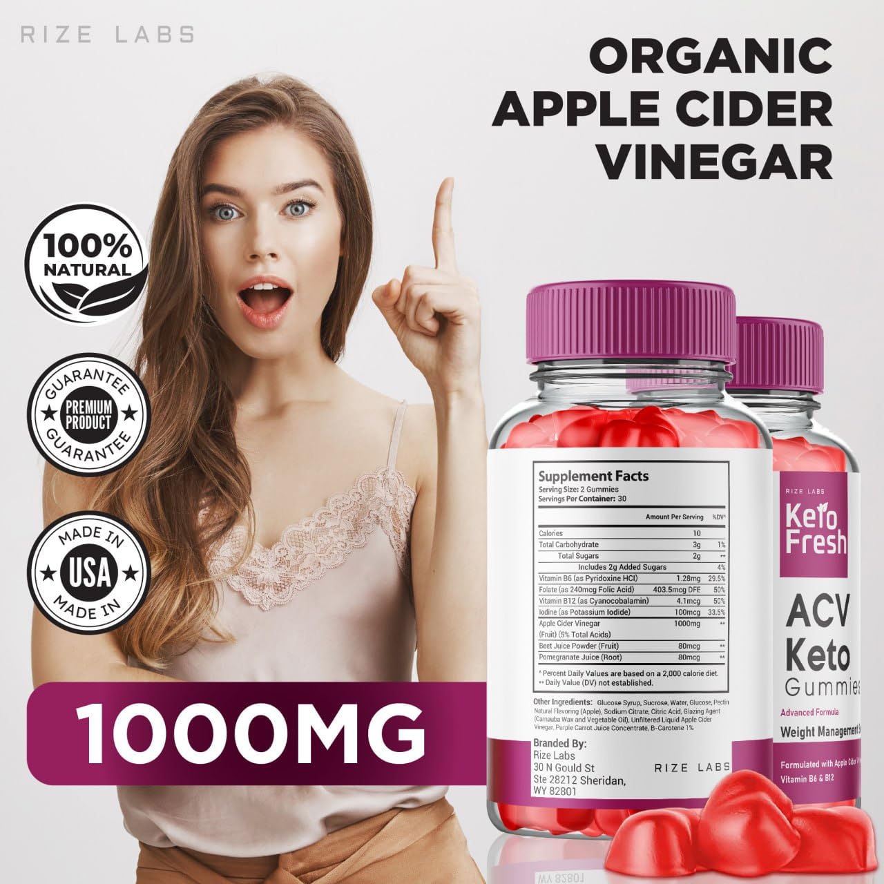 rize labs - Keto Fresh ACV Gummies for Advanced Weight Loss, Gummies to Increase Energy Levels, Used to Improve Sleep and Prevents Fatigue (120 Gummies)