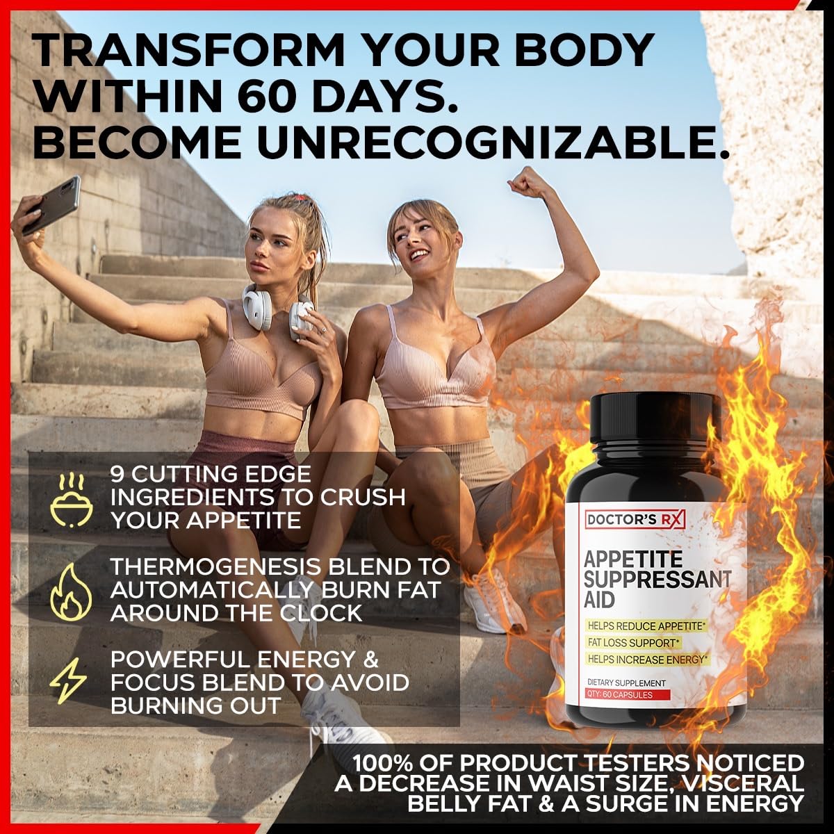 Newly Rated Appetite Suppressant Supplement | Best Metabolism Booster for Weight Loss, Suppress Appetite, Lose Weight Around Stomach, Legs & Arms | Extra Strength w/ 8 Ingredients | - 60 Servings