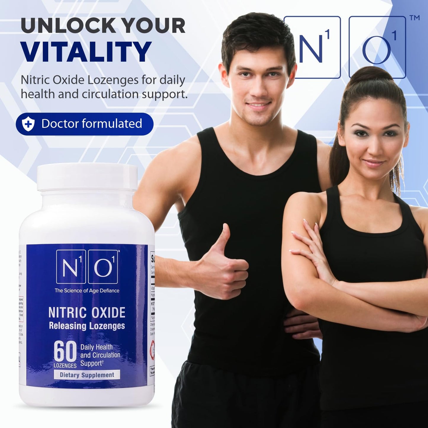 N1O1 Nitric Oxide Lozenges - 60 Count - Nitric Oxide Supplement for Heart Health, Circulation, Energy, Blood Flow, Oxygenation, Healthy Blood Pressure, Cardiovascular Support for Men & Women