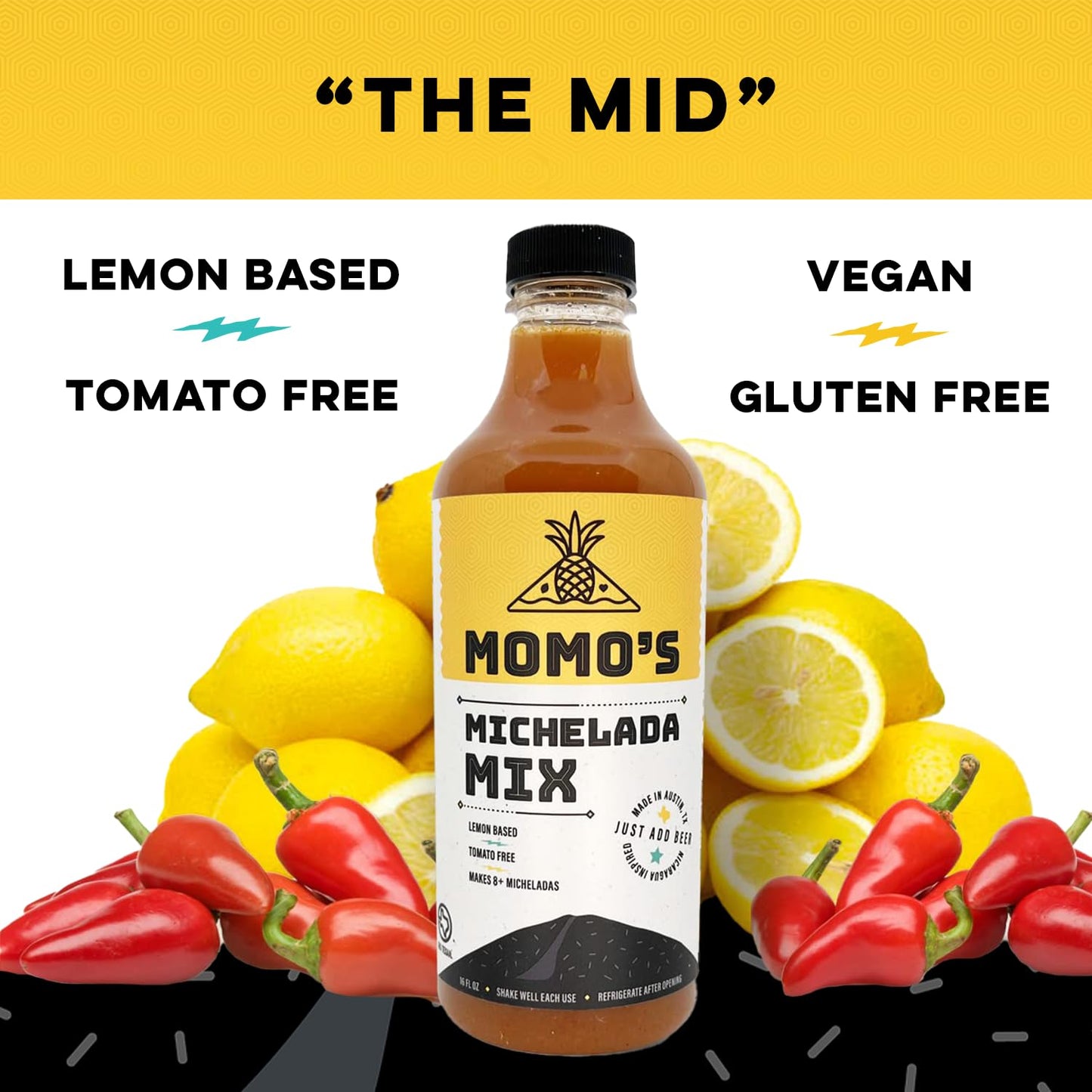 Momos Michelada Mix  TomatoFree Vegan and GlutenFree 16 Fl Oz  Experience Refreshment with MOMOS LemonBased Michelada  A Central American Classic  Simply Refreshing Fiesta in a Bottle