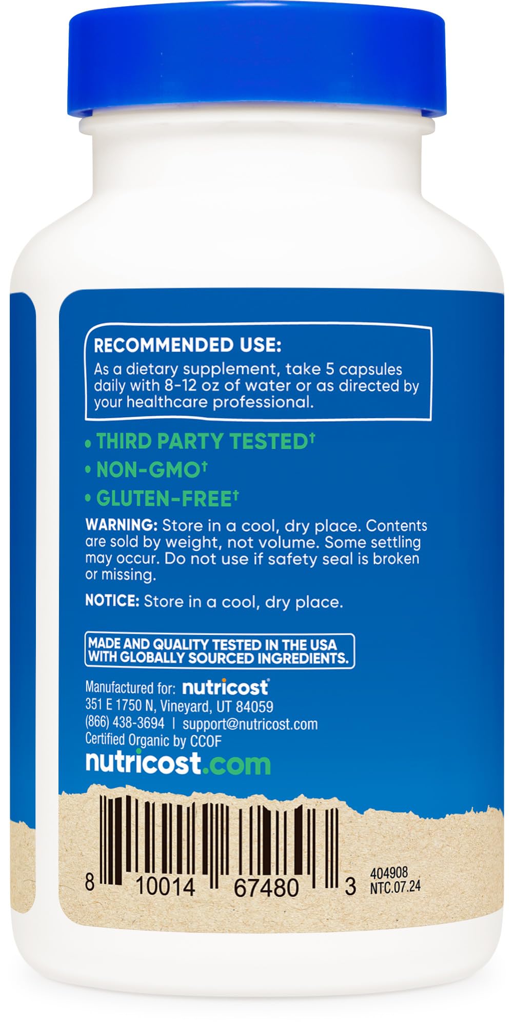 Nutricost Fiber Capsules with Prebiotic Fiber Supplement 150 Capsules - CCOF Certified Supplement, Made with Organic Psyllium Husk & Organic Jerusalem Artichoke, Gluten Free, 3 G Per Serving
