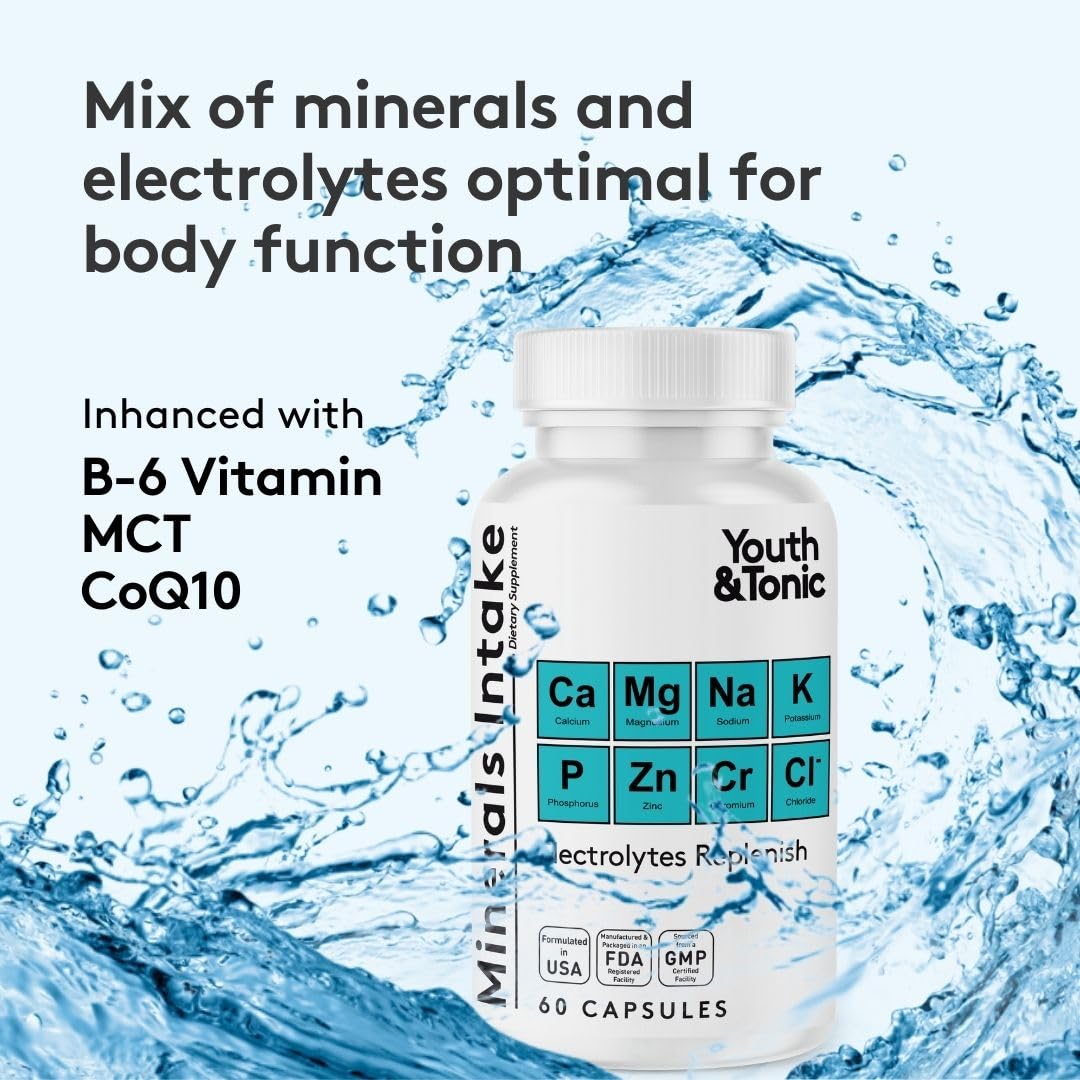 Water Weight Pills for Thin Waistline Belly Bloating Swelling & Temporary Water Retention + Electrolytes Replenish as Natural Diuretic Supplement for Woman & Men - 120 Capsules by Youth & Tonic