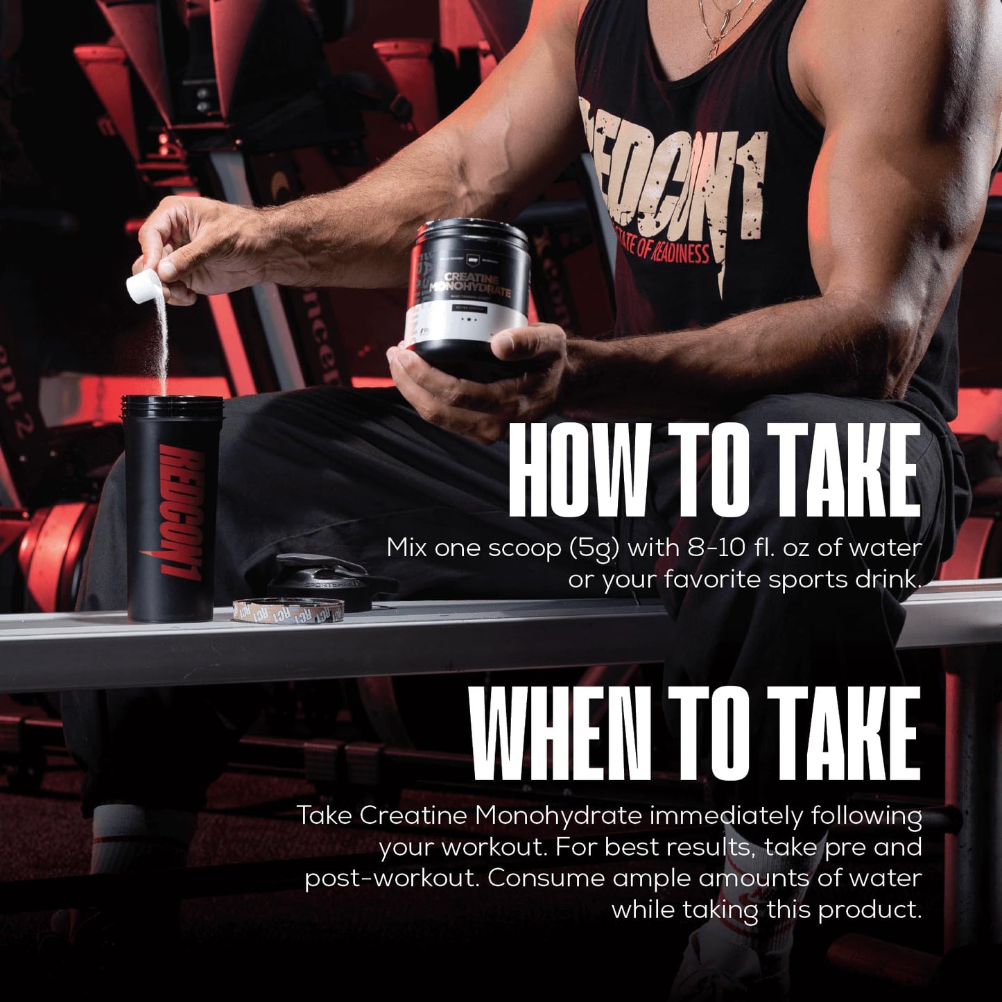 REDCON1 Creatine Monohydrate - Keto Friendly + Vegan Pre & Post Workout Supplement - Creatine Powder to Support Recovery & Athletic Performance (60 Servings)