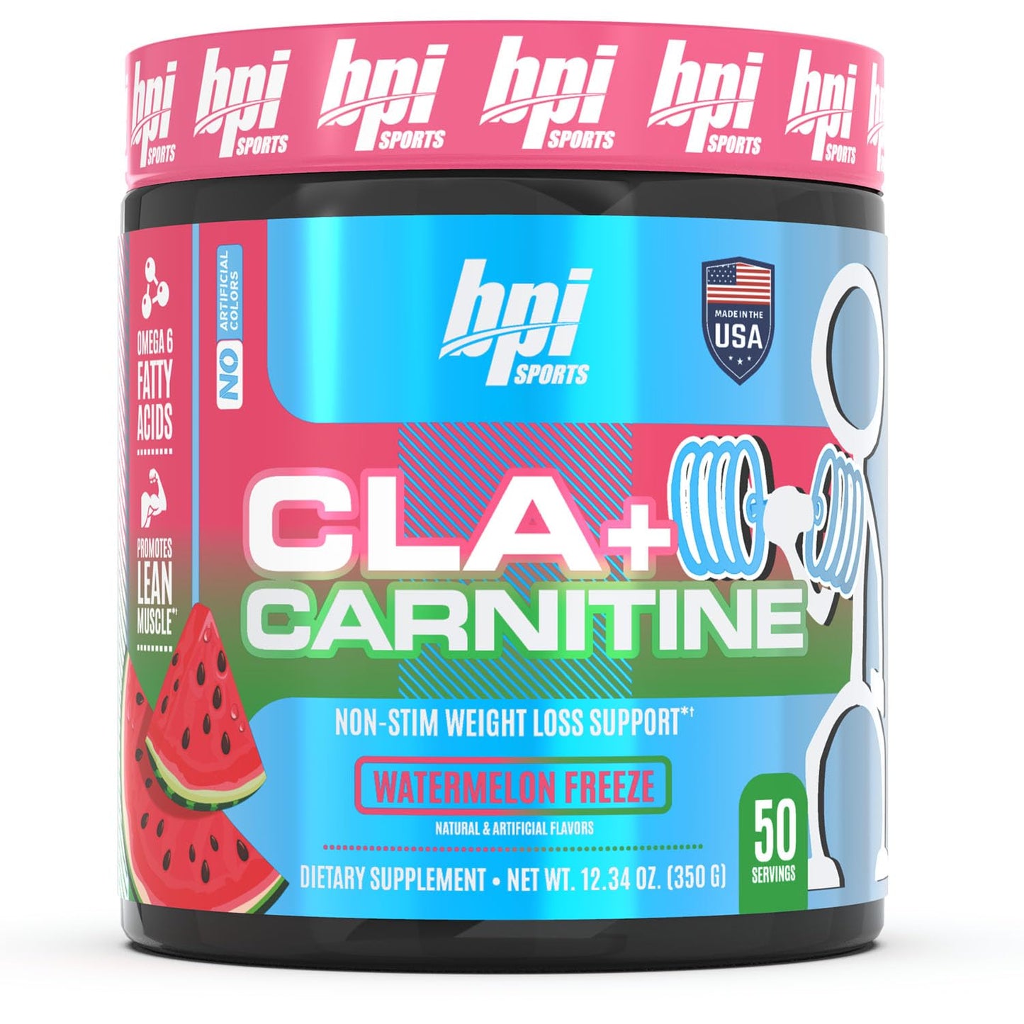 BPI Sports CLA+Carnitine-Conjugated Linoleic Acid-Weight Loss Formula -Metabolism, Performance, Lean Muscle-Caffeine Free-For Men & Women-Watermelon Freeze-50 servings - 12.34 oz.(Packaging May Vary)