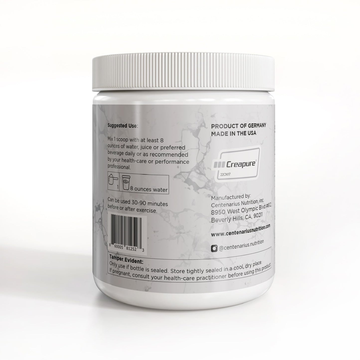 Centenarius Nutrition Creapure® Creatine Monohydrate Powder Supplement - Creatine for Women and Men - Unflavored Micronized Creatine Powder for Strength & Endurance