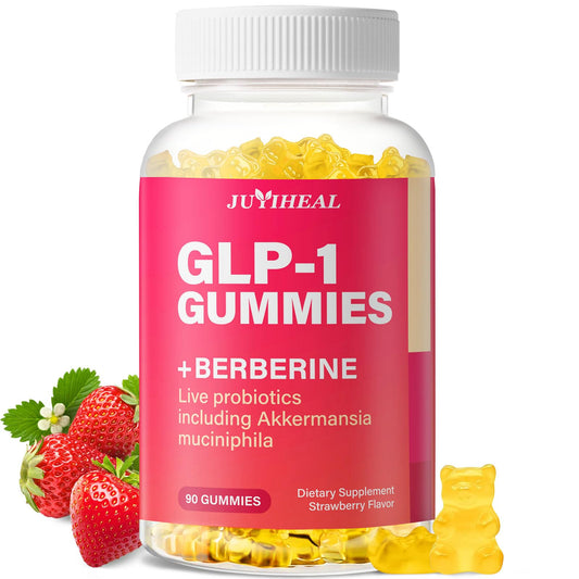 JUYIHEAL GLP-1 Supplement, GLP1 Probiotic Gummy for Women & Men, GLP 1 Gummies with Akkermansia Probiotic, Berberine, No Sugar for Immune, Gut, Energy, GLP-1 Levels, Strawberry Flavor-90 Gummies