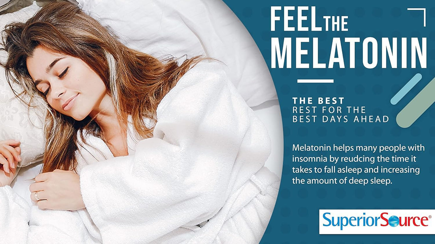 Superior Source Calming Formula, L-Theanine, Melatonin, Under The Tongue Quick Dissolve MicroLingual Tablets, 60 Ct, 5-HTP for Enhanced Serotonin Conversion, Positive Mood and Sleep Support, Non-GMO