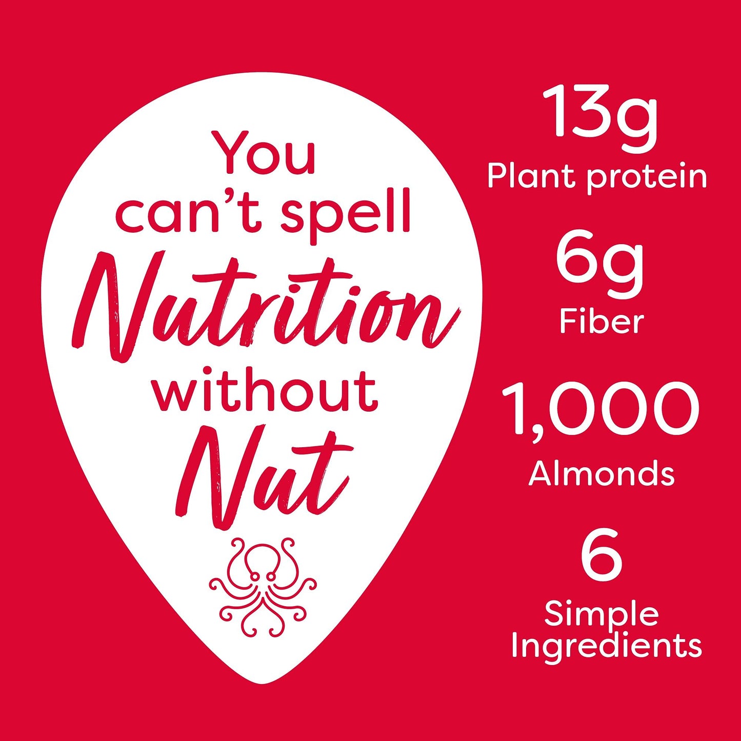 OCTONUTS Chocolate Almond Protein Powder, 21 Ounce, Made with California Almonds, 13g Plant Based Protein, Keto, Paleo Friendly, Vegan, Gluten Free, 17 Servings