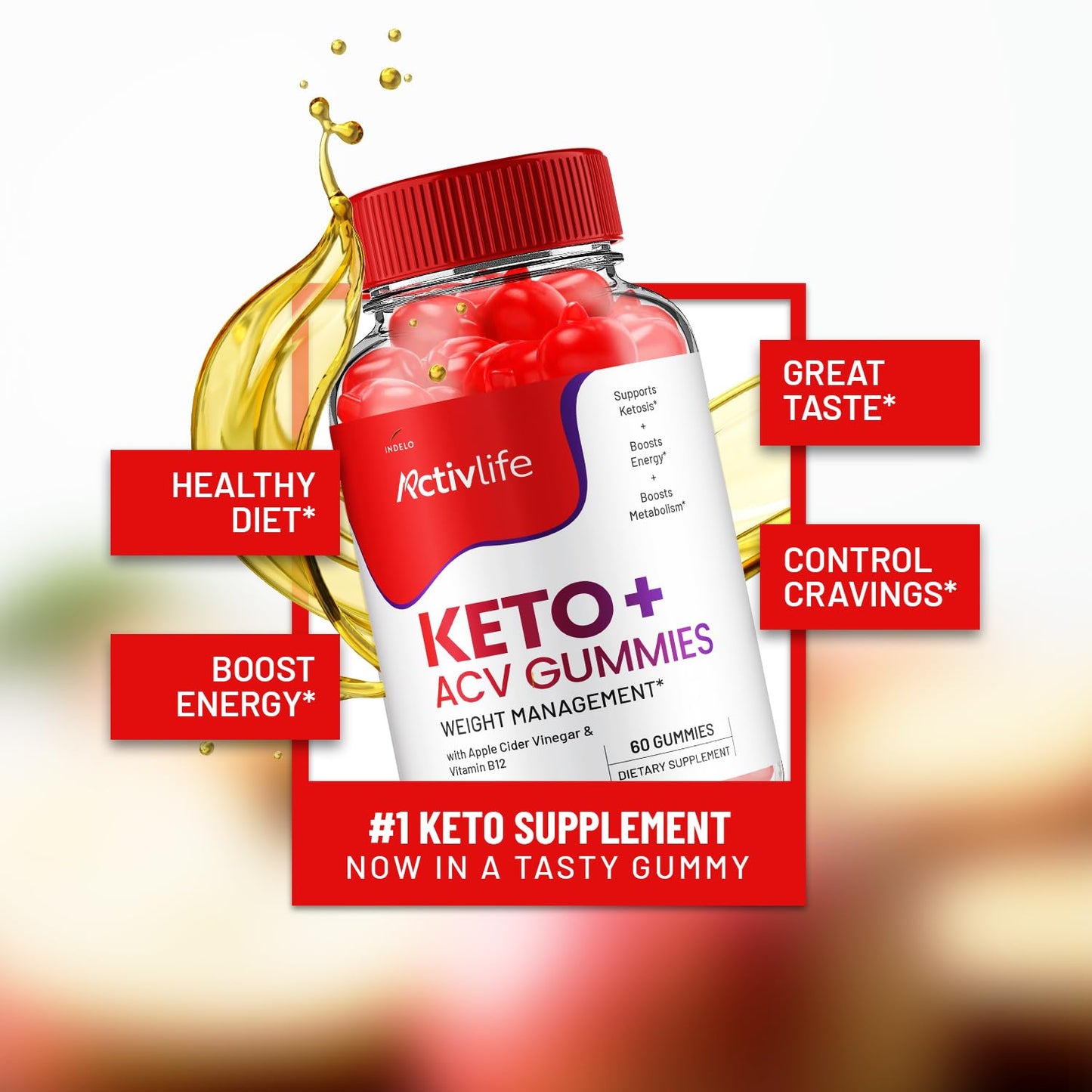 ActivLife Keto ACV Gummies - Active Life Keto Apple Cider Vinegar Gummies, ActivLife Keto + ACV Weight Management Gummies ActiveLife Advanced 1000mg Formula (1 Pack - 60 Gummies)
