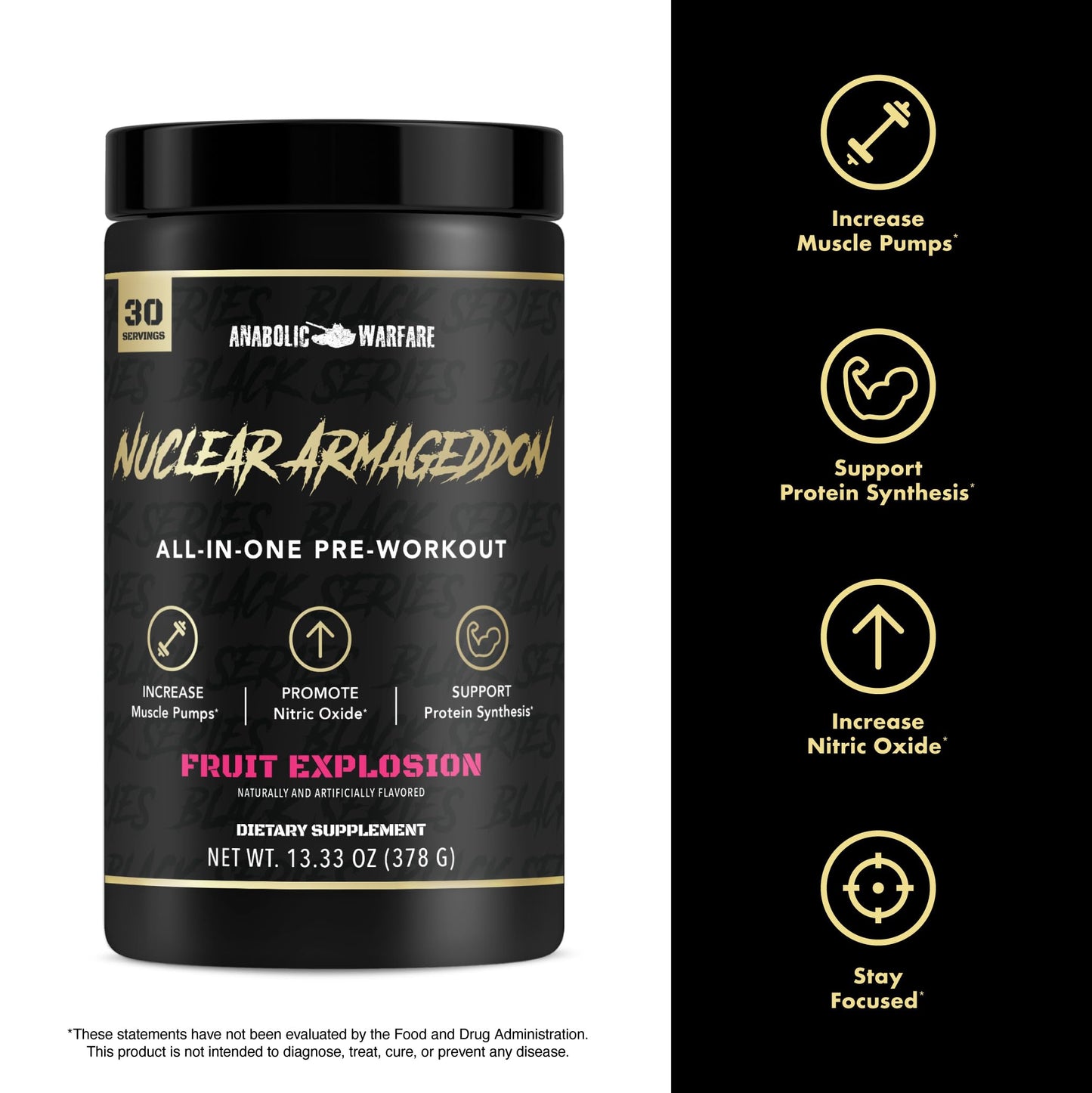 Anabolic Warfare Nuclear Armageddon Pre Workout Powder Pre-Workout for Men & Women with L-Citrulline, Beta Alanine Powder and Caffeine (Fruit Explosion - 30 Servings)