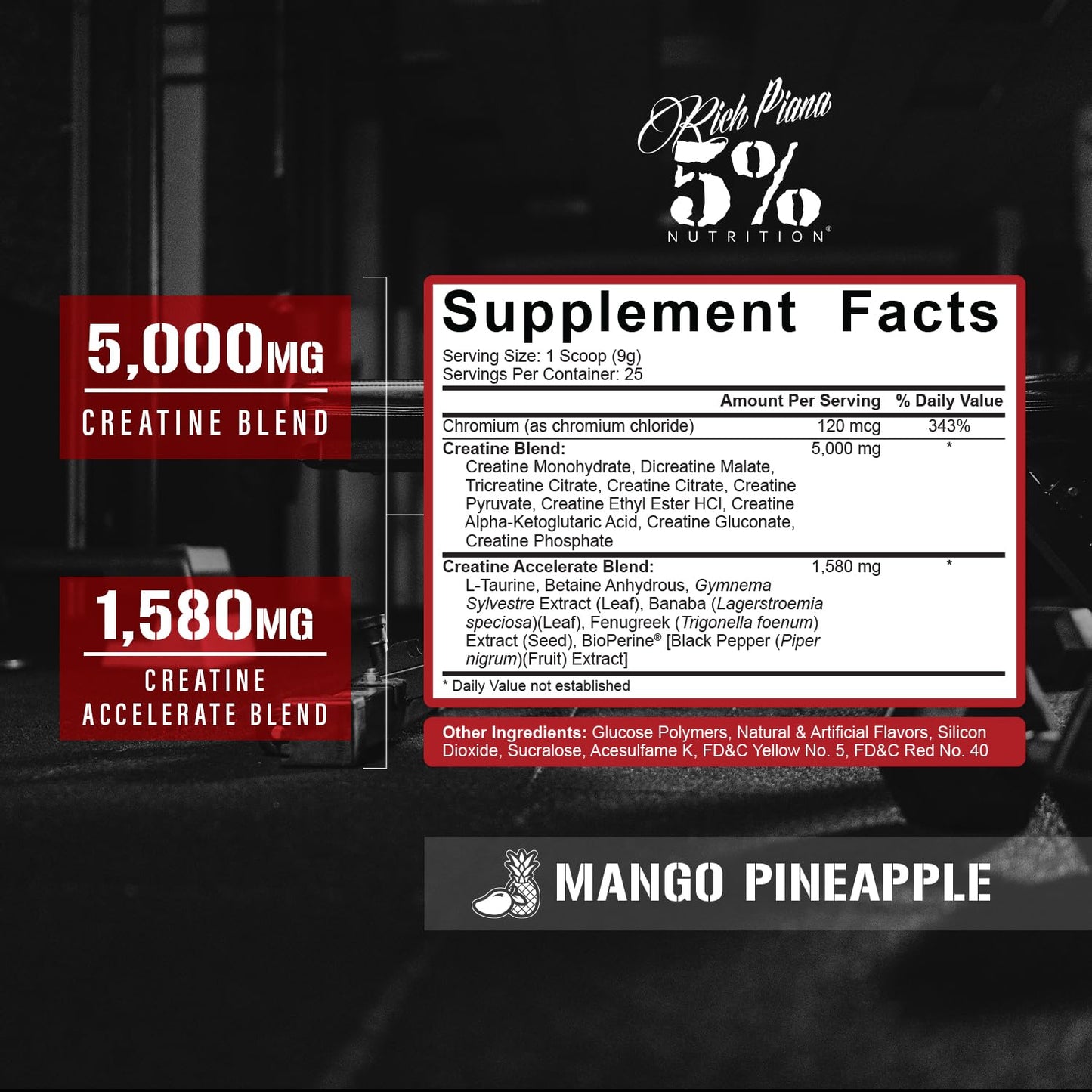 5% Nutrition CreaTEN Creatine Complex + Accelerators | Flavored Creatine Powder for Muscle Gain | Max Power, Strength, Endurance, & Recovery (Mango Pineapple)