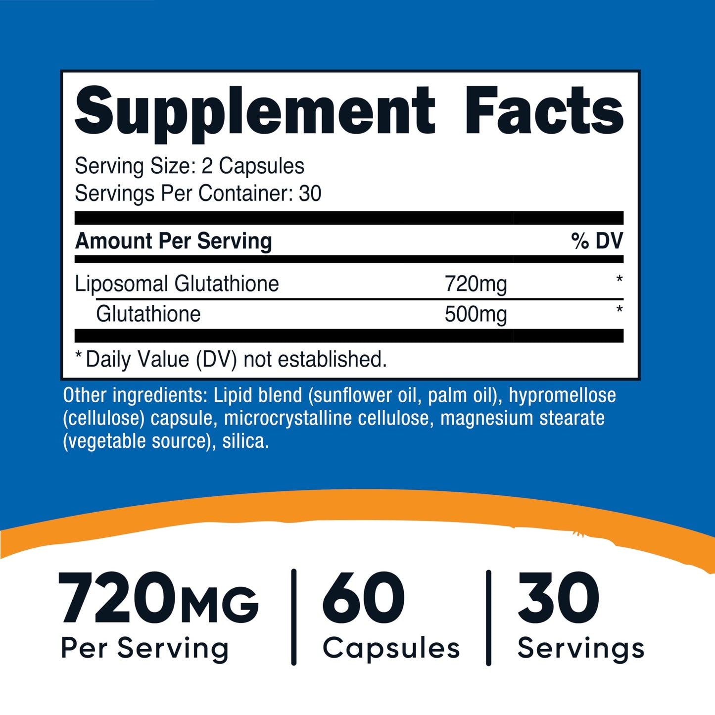 Nutricost Liposomal Glutathione Supplement 60 Capsules, 720 mg Per Serving - Vegan, GMO-Free, 30 Servings