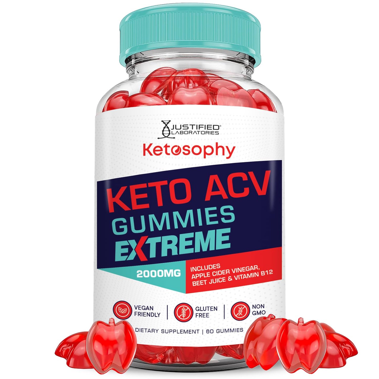 Ketosophy Keto ACV Gummies Extreme 2000MG Ketosophy Keto Gummies Advanced Formula Apple Cider Vinegar with Pomegranate Beet Juice Powder B12 Vegan Non GMO 60 Gummys