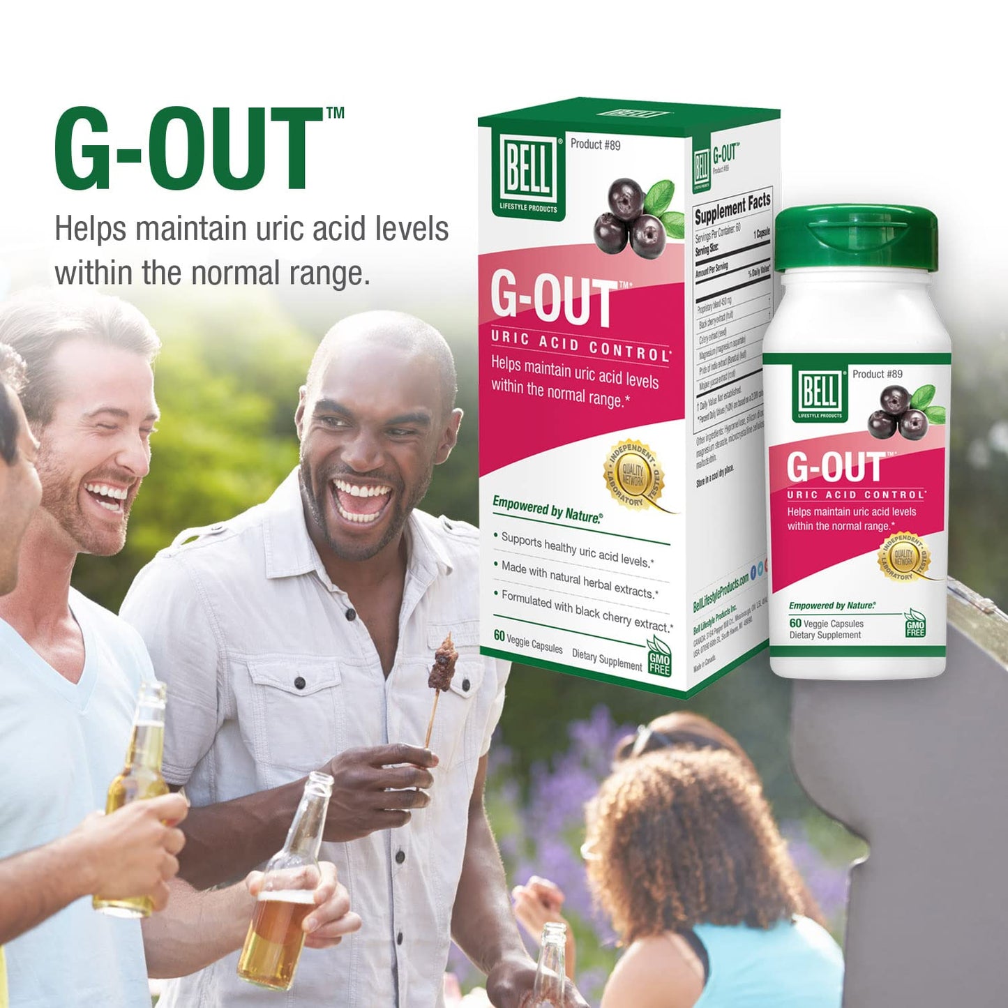 Bell G-Out Uric Acid Cleanse -2 Pack Combo | A Unique Blend of Herbal Extracts That Supports Uric Acid Levels Within Normal Range | 120 Capsules