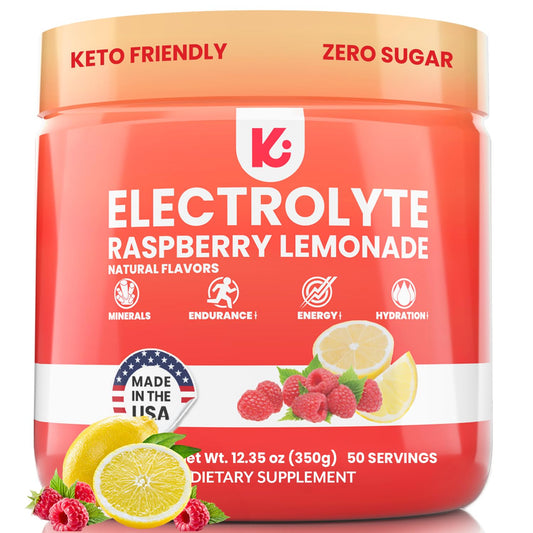 Keppi Keto Electrolytes Powder No Sugar - Sugar Free Electrolytes - Keto Hydration Electrolytes - Made in USA - Delicious Raspberry Lemonade Flavor - Mixes Easily No Clumps