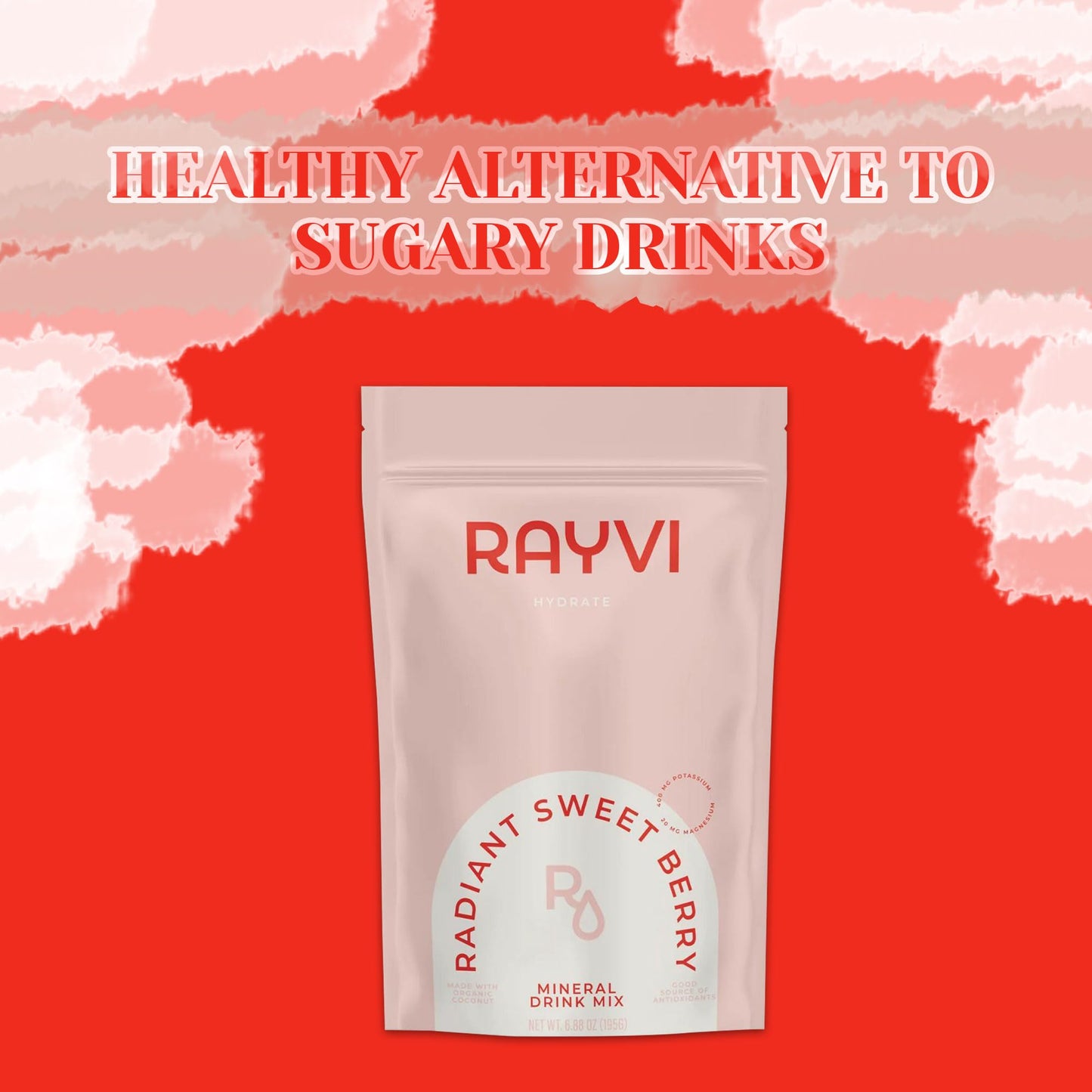 Rayvi Zero Sugar Electrolytes + Minerals Hydration Powder - Vegan, No Sugar and Artificial Additives - 1 Pack (30 Servings) - Electrolyte Powder Hydration Mix - (Radiant Sweet Berry Flavor)