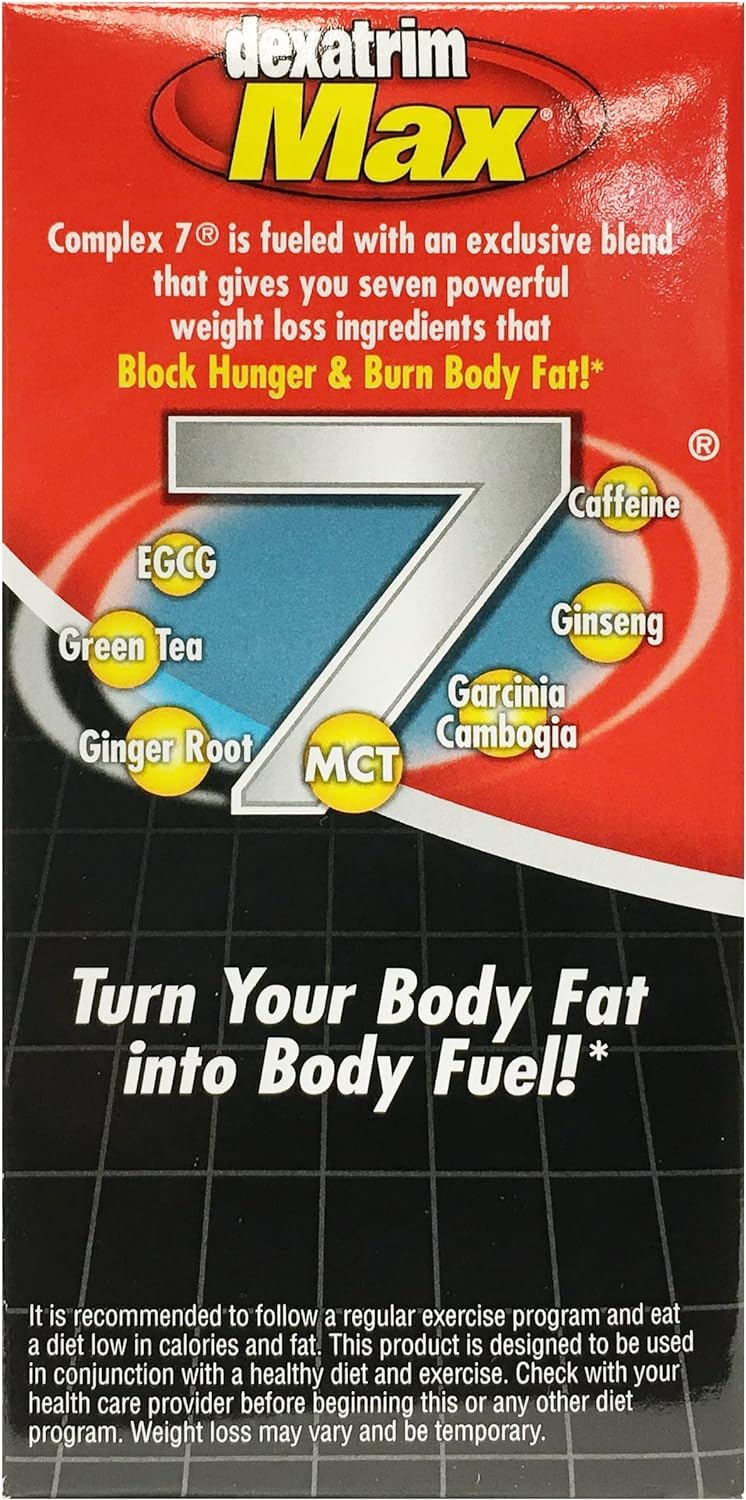Dexatrim Max Complex-7 | Lose Weight & Burn Fat w/Seven Healthy Ingredients Designed to Boost Energy & Reduce Hunger, Packed by Ilios, 60 Capsules, 3 Pack