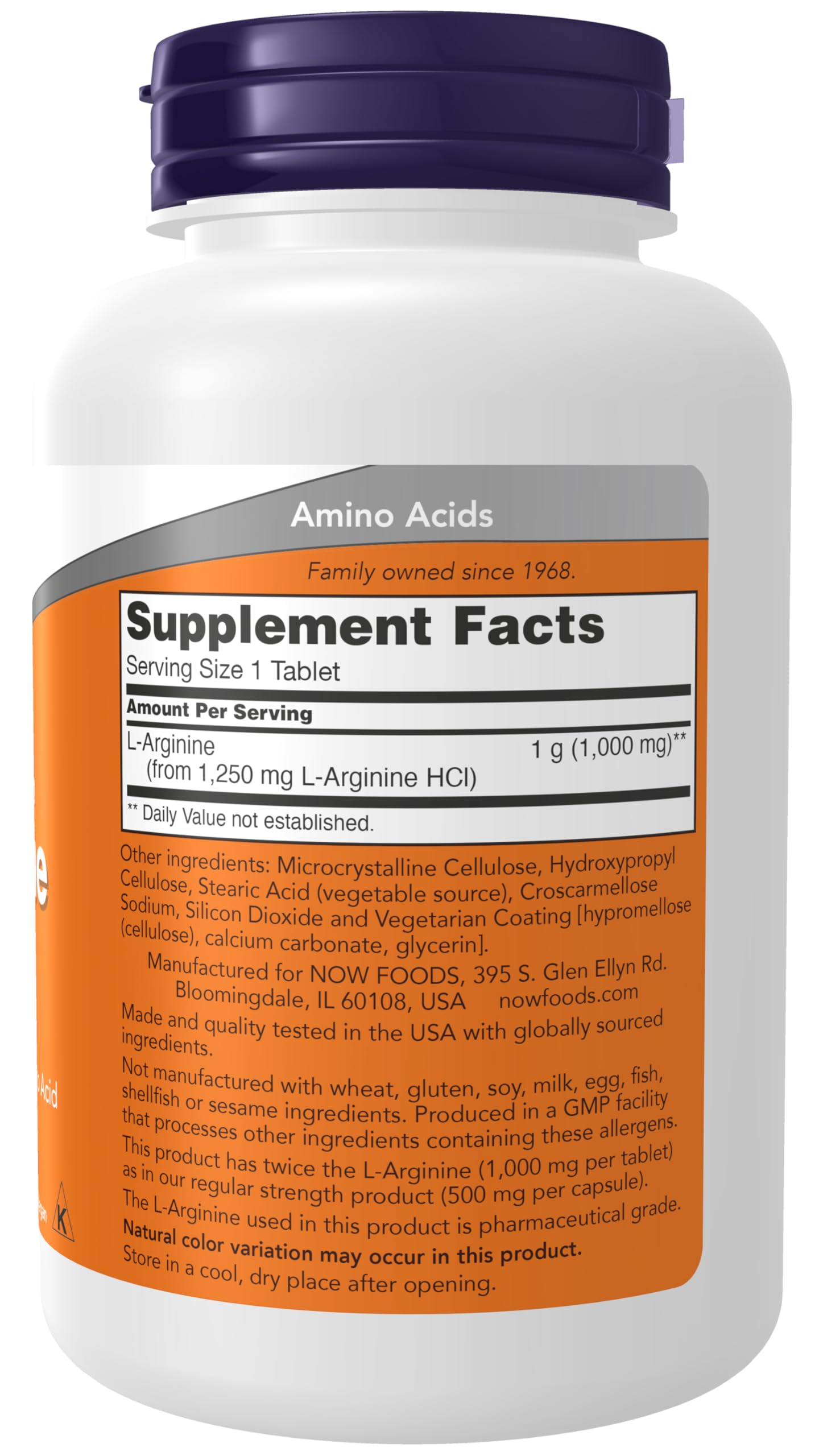 NOW Foods Supplements, L-Arginine 1,000 mg, Nitric Oxide Precursor*, Amino Acid, 120 Tablets