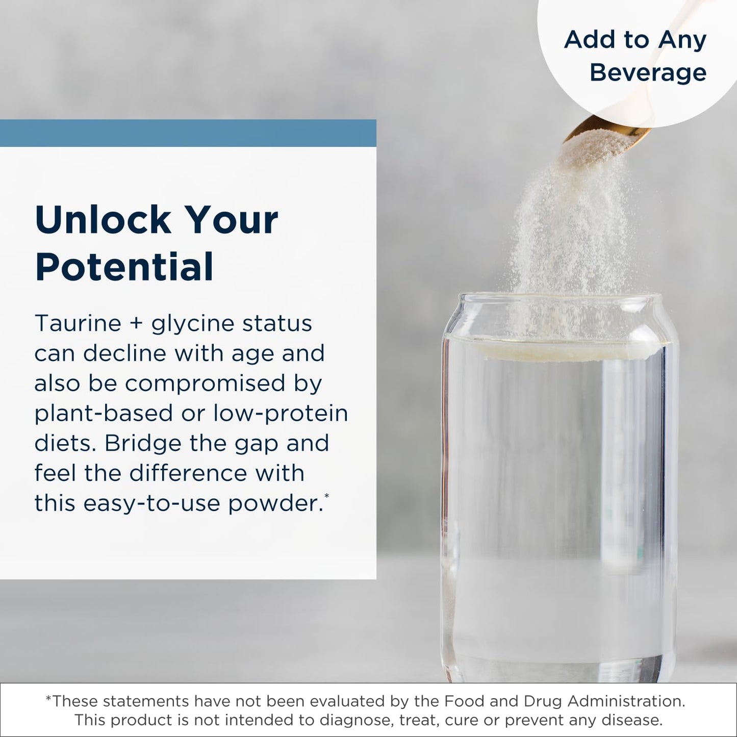 Designs for Health Taurine + Glycine Powder - Amino Acids for Healthy Aging - Supports Cellular, Metabolic & Heart Health - Non-GMO Unflavored Amino Acid Powder (250 g)