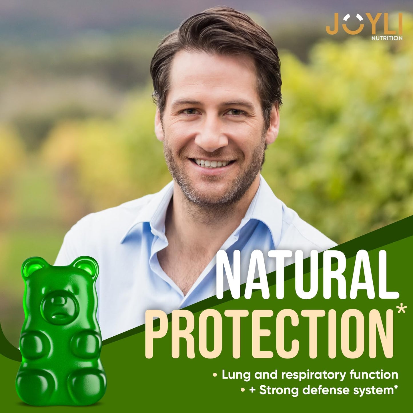 JOYLI Hemp Gummies - Natural Lung Cleanse with Mullein Leaf & Reishi Mushroom - Extra Strength Clean Lung Support Supplement with Vitamins A, C, D & E - Sugar-Free, Vegan, Non-GMO - 60 Edibles